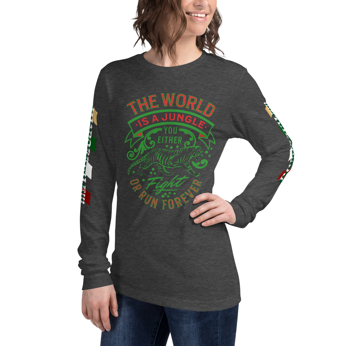 World Is A Jungle - BYRD OF THE 7SEAS GODS APPAREL - TIGER EDITION - ENBYRD - Goddess/Women Unisex Long Sleeve Tee