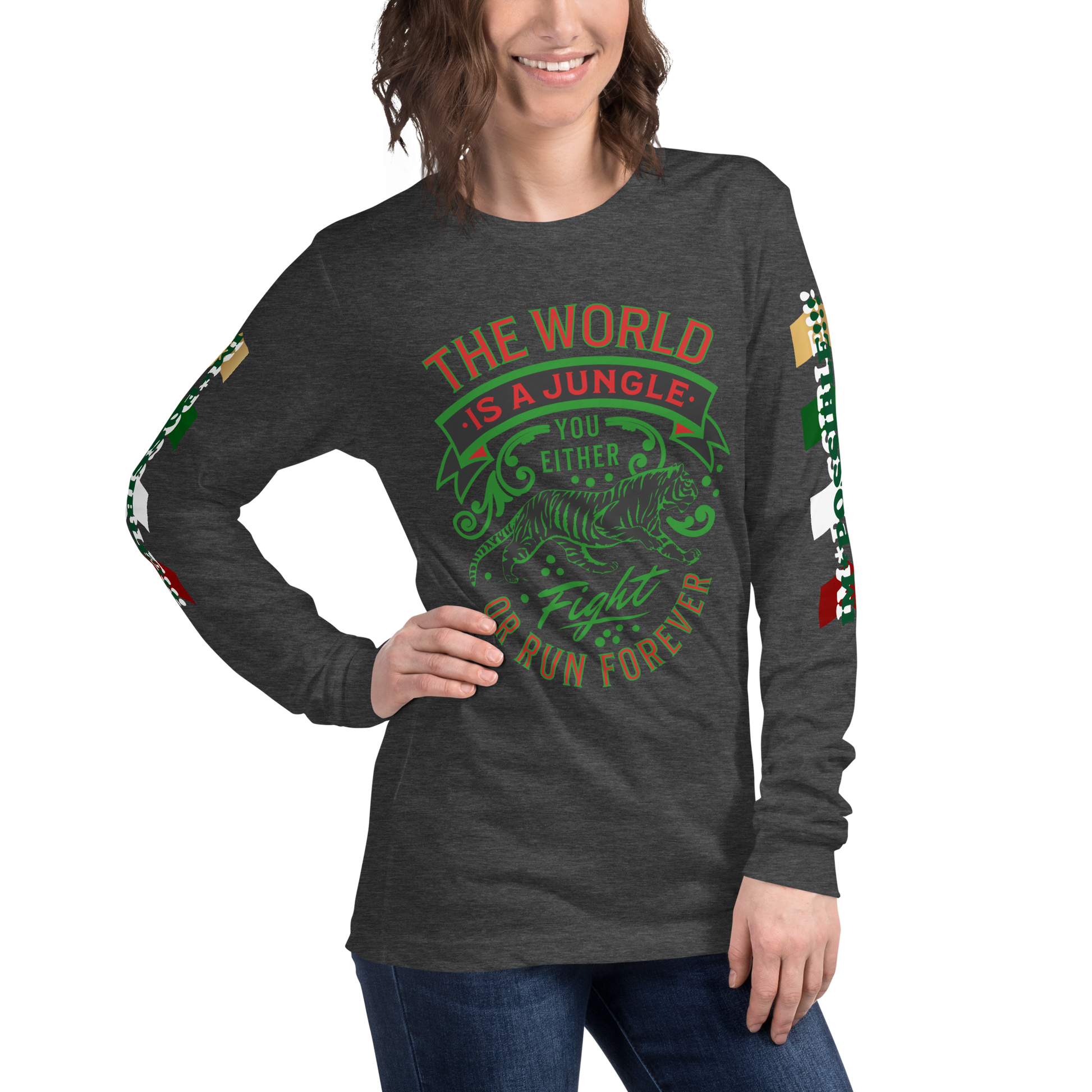 World Is A Jungle - BYRD OF THE 7SEAS GODS APPAREL - TIGER EDITION - ENBYRD - Goddess/Women Unisex Long Sleeve Tee