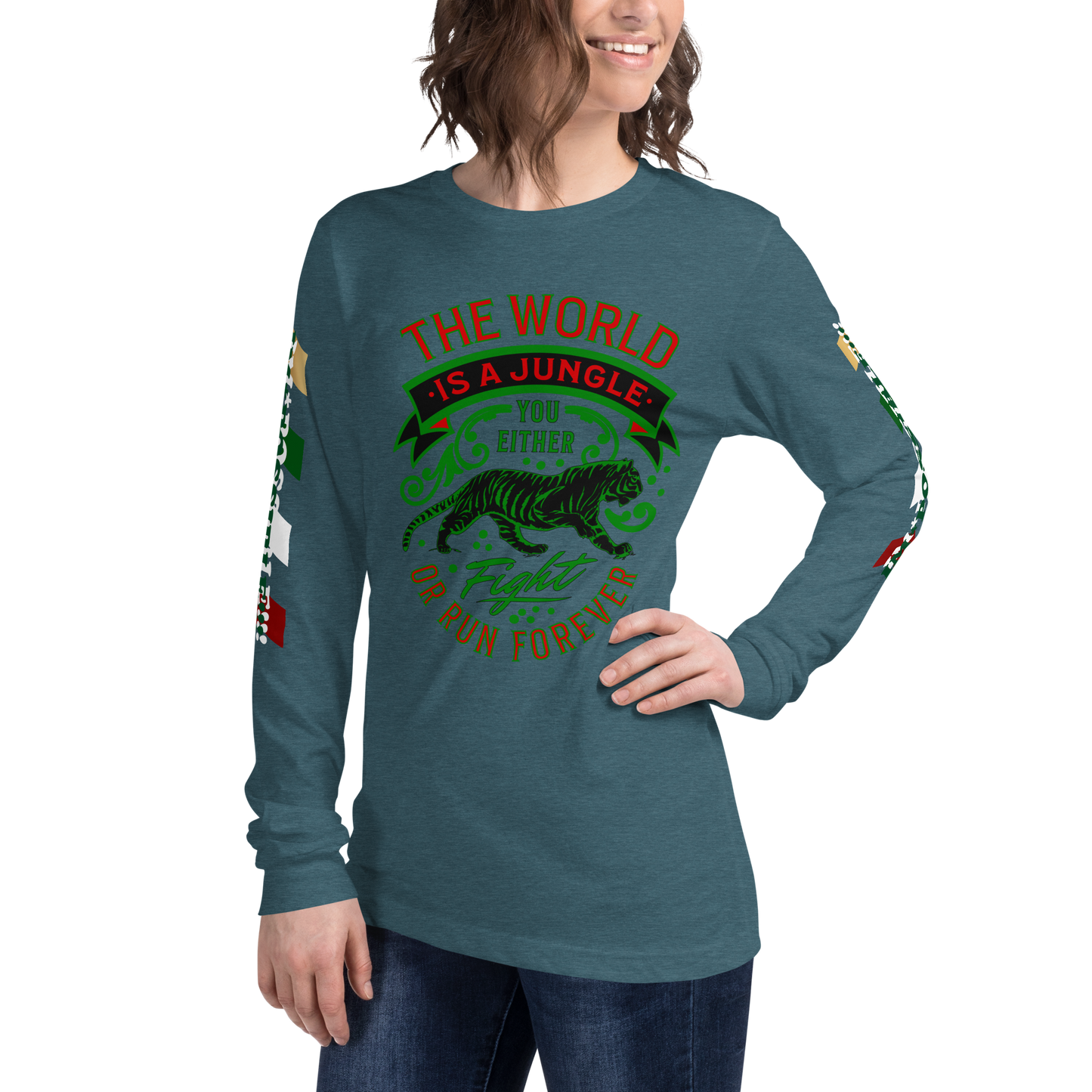 World Is A Jungle - BYRD OF THE 7SEAS GODS APPAREL - TIGER EDITION - ENBYRD - Goddess/Women Unisex Long Sleeve Tee