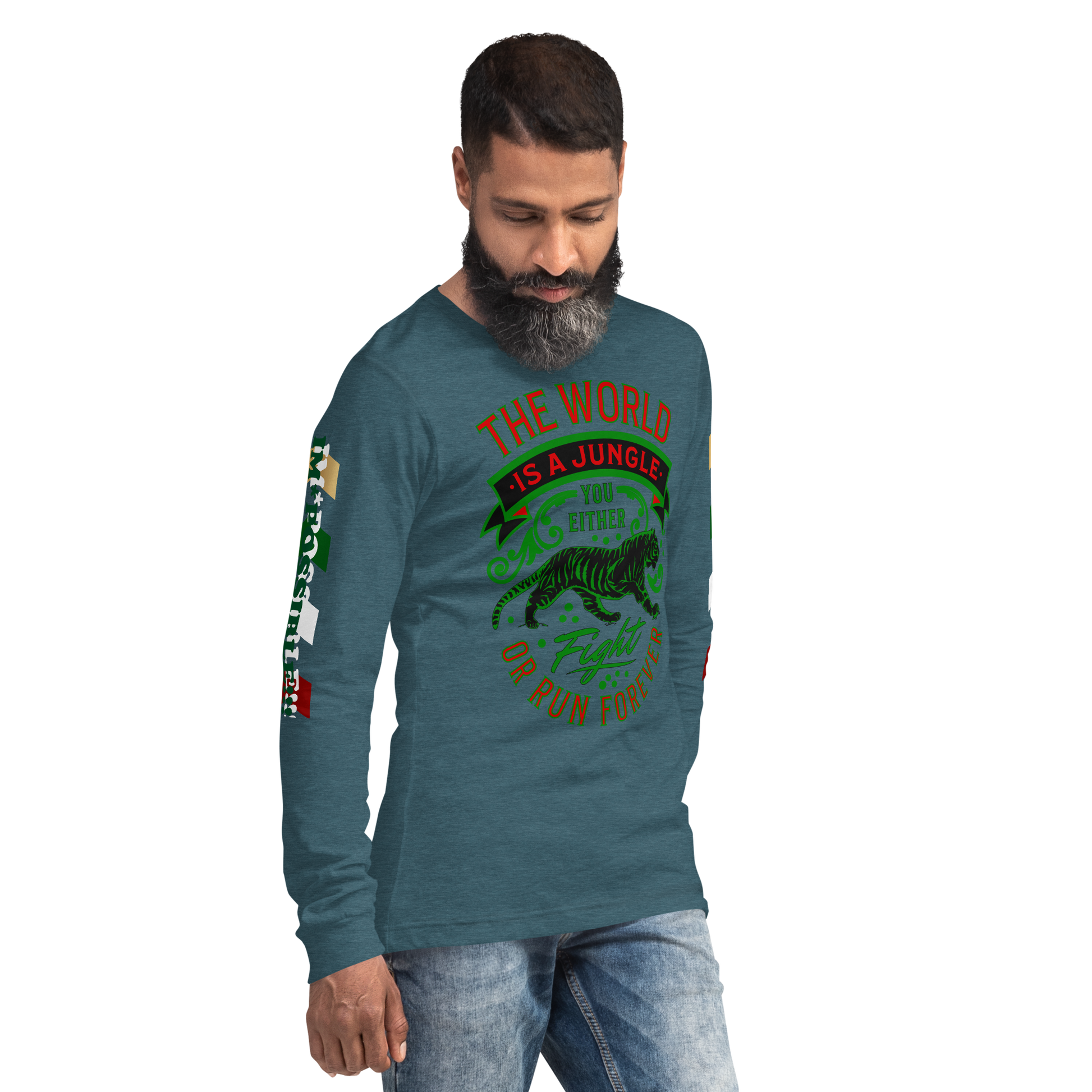 World Is A Jungle - BYRD OF THE 7SEAS GODS APPAREL - TIGER EDITION - ENBYRD - Gods/Mens Unisex Long Sleeve Tee