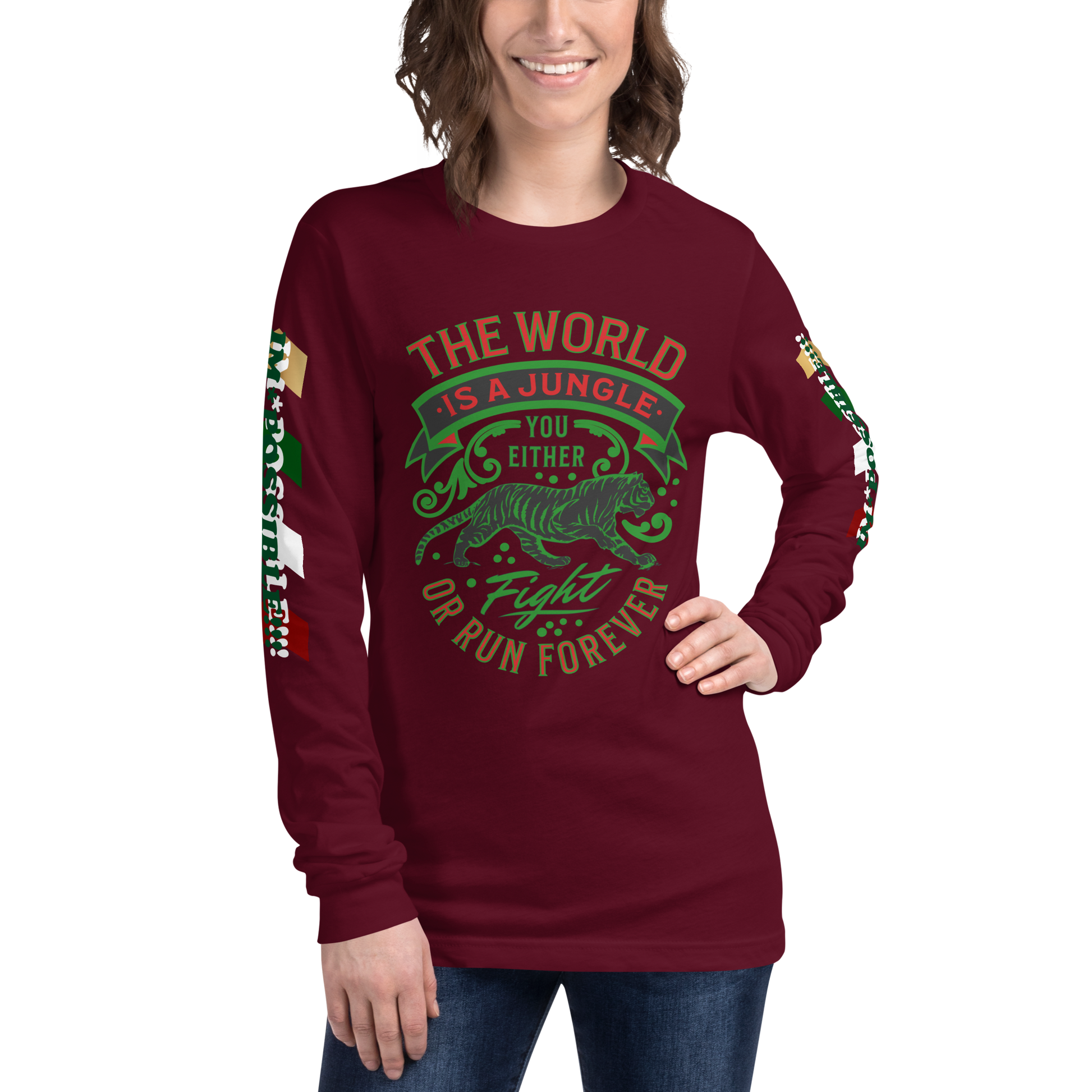 World Is A Jungle - BYRD OF THE 7SEAS GODS APPAREL - TIGER EDITION - ENBYRD - Goddess/Women Unisex Long Sleeve Tee