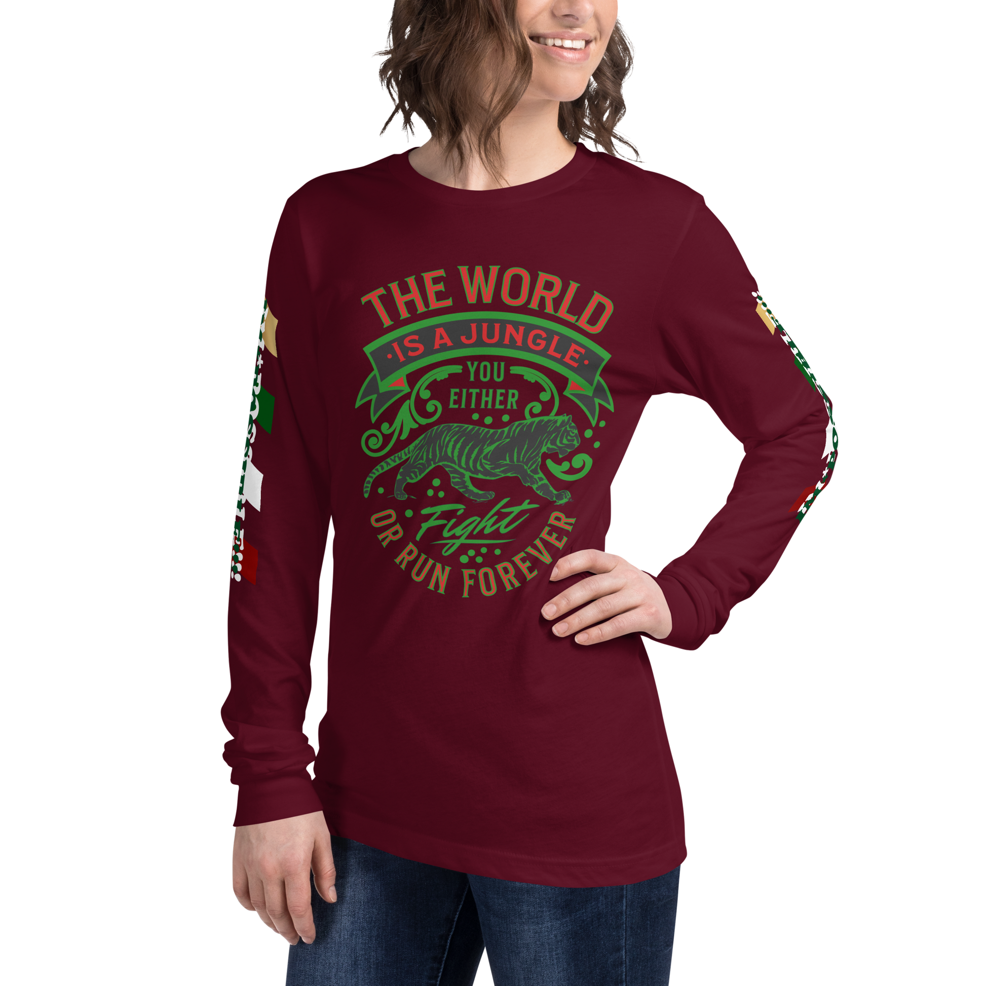 World Is A Jungle - BYRD OF THE 7SEAS GODS APPAREL - TIGER EDITION - ENBYRD - Goddess/Women Unisex Long Sleeve Tee