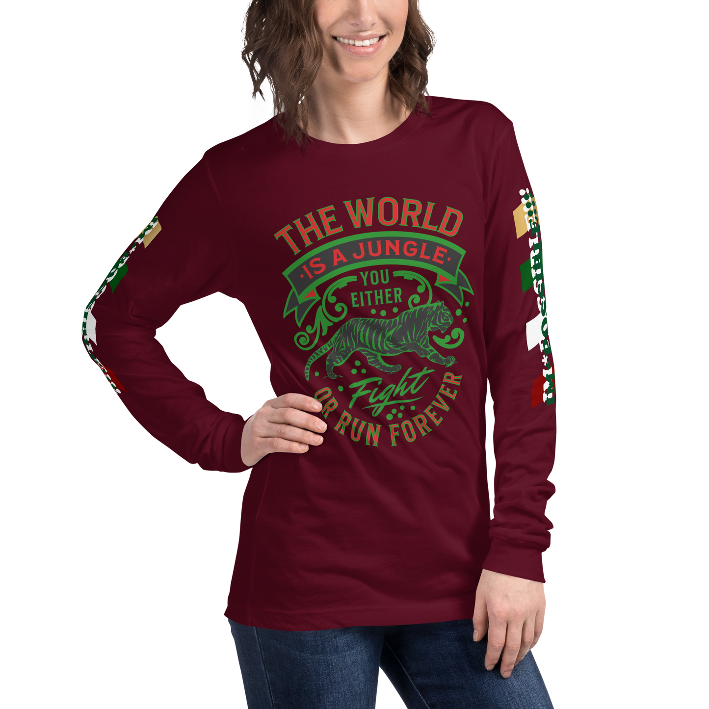 World Is A Jungle - BYRD OF THE 7SEAS GODS APPAREL - TIGER EDITION - ENBYRD - Goddess/Women Unisex Long Sleeve Tee