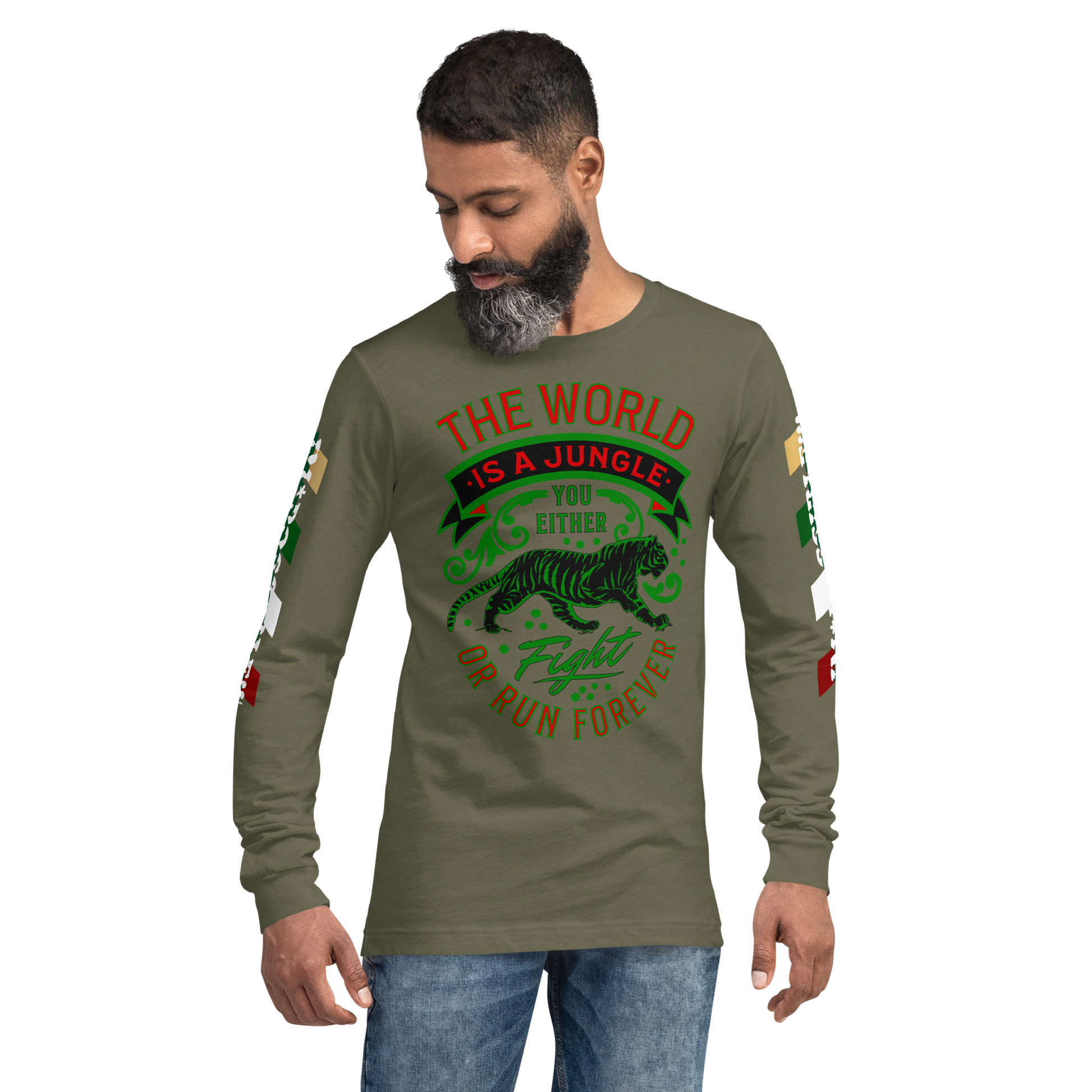 World Is A Jungle - BYRD OF THE 7SEAS GODS APPAREL - TIGER EDITION - ENBYRD - Gods/Mens Unisex Long Sleeve Tee