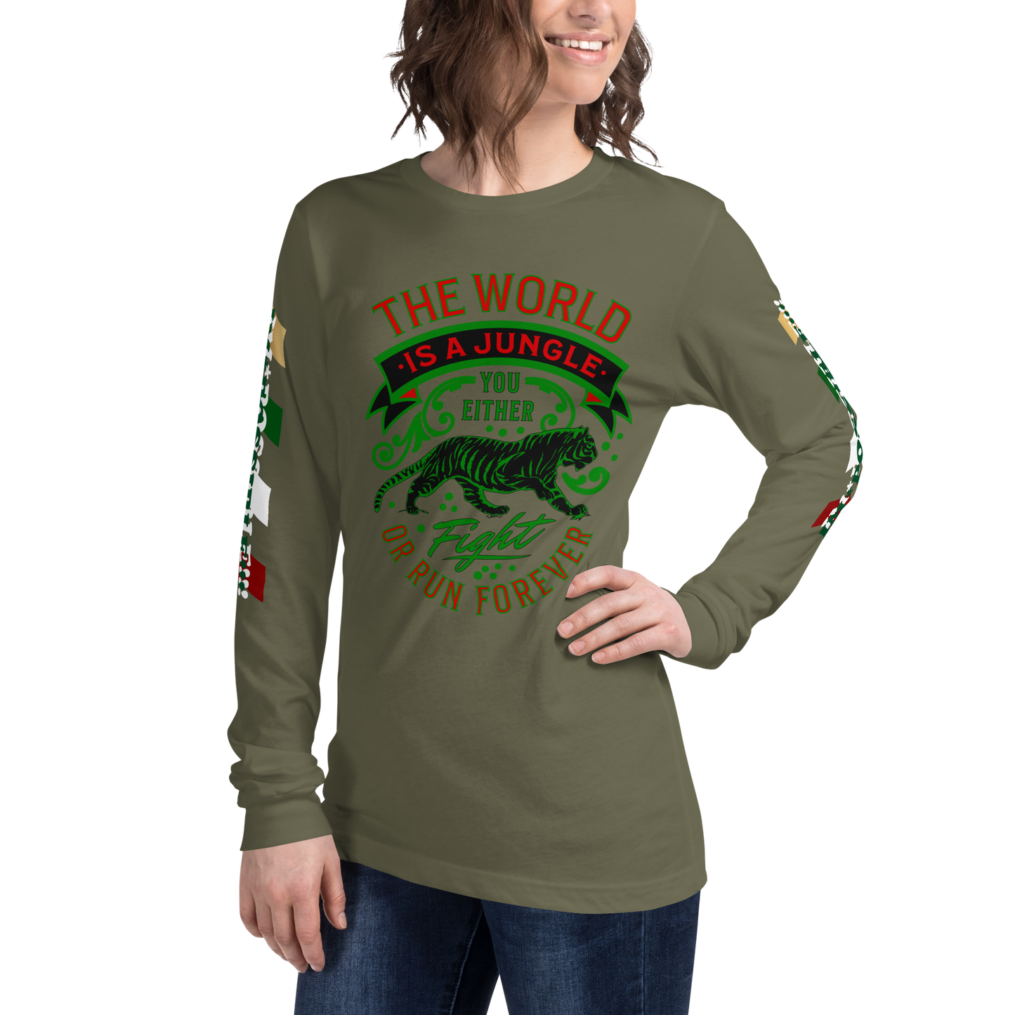 World Is A Jungle - BYRD OF THE 7SEAS GODS APPAREL - TIGER EDITION - ENBYRD - Goddess/Women Unisex Long Sleeve Tee