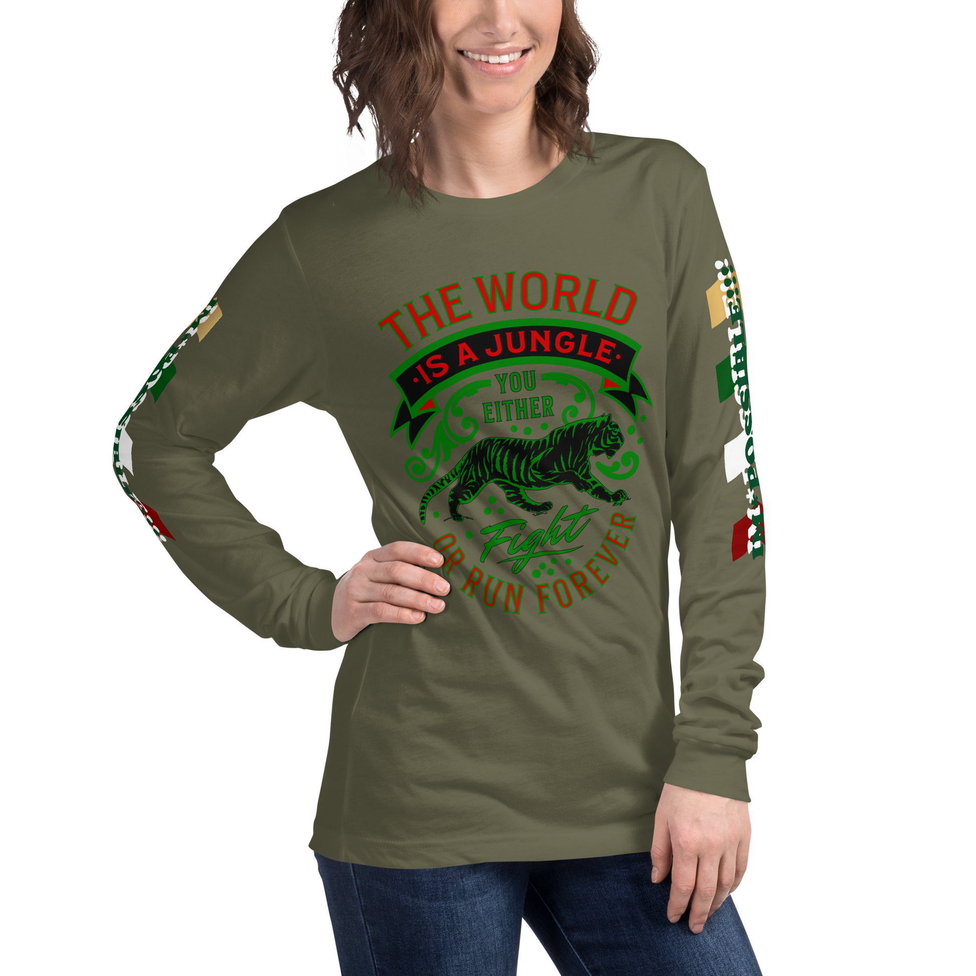 World Is A Jungle - BYRD OF THE 7SEAS GODS APPAREL - TIGER EDITION - ENBYRD - Goddess/Women Unisex Long Sleeve Tee