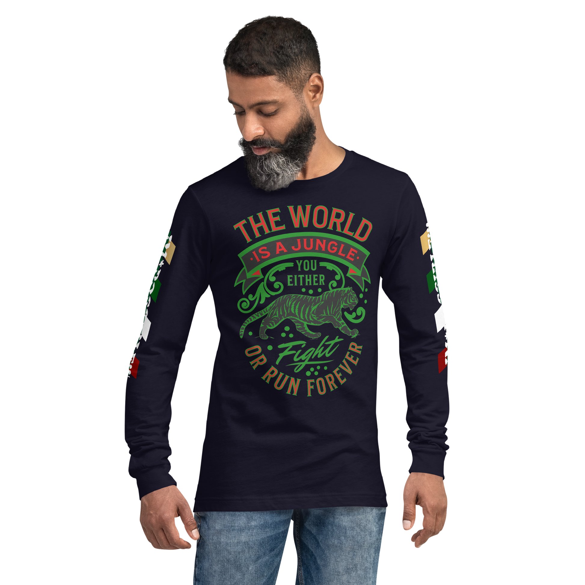 World Is A Jungle - BYRD OF THE 7SEAS GODS APPAREL - TIGER EDITION - ENBYRD - Gods/Mens Unisex Long Sleeve Tee