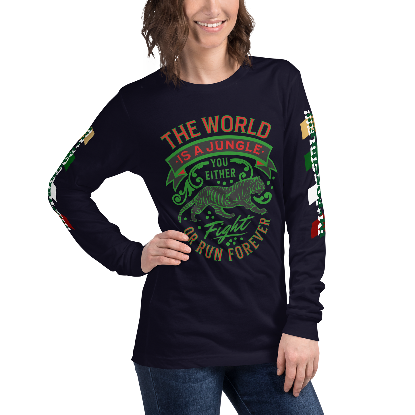 World Is A Jungle - BYRD OF THE 7SEAS GODS APPAREL - TIGER EDITION - ENBYRD - Goddess/Women Unisex Long Sleeve Tee