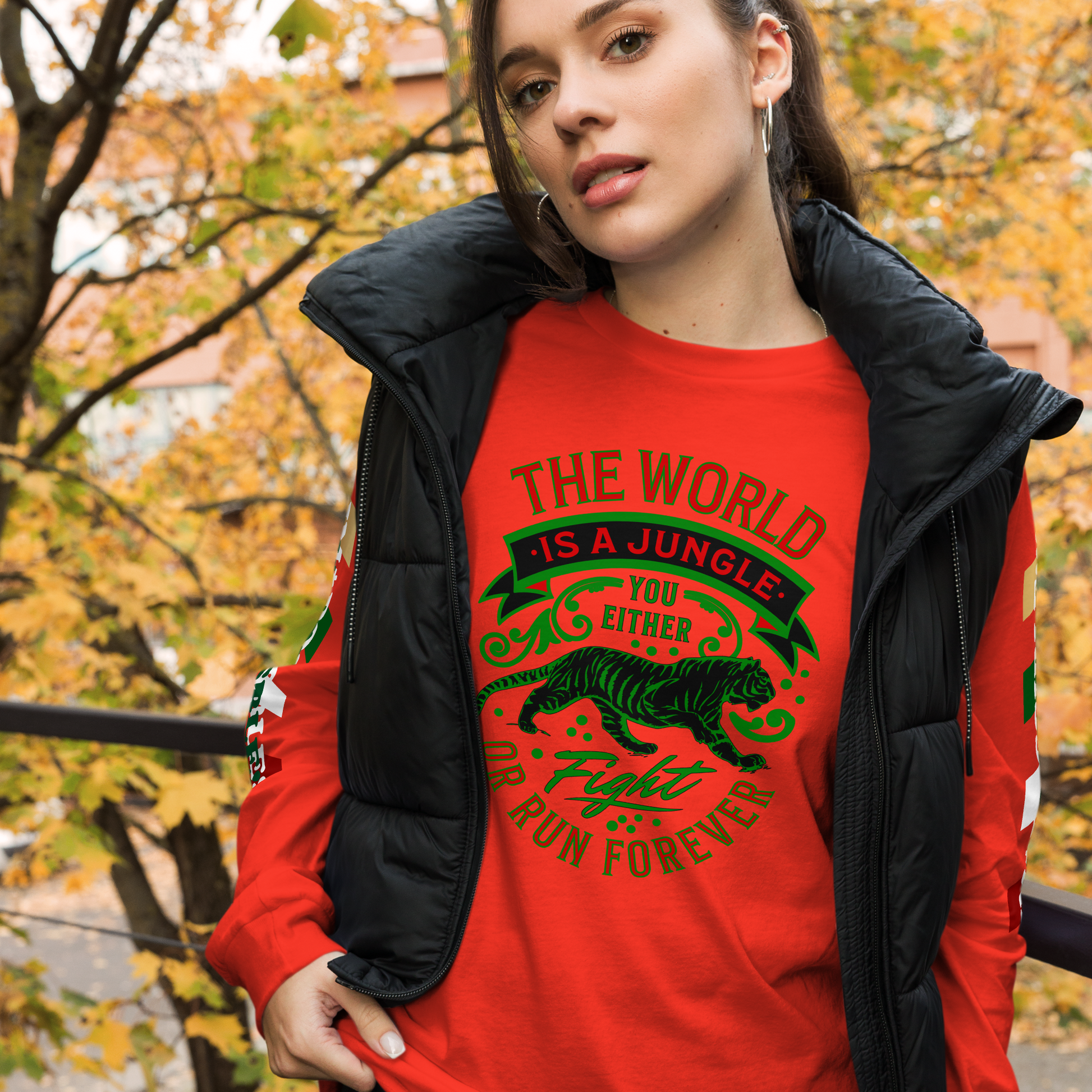 World Is A Jungle - BYRD OF THE 7SEAS GODS APPAREL - TIGER EDITION - ENBYRD - Goddess/Women Unisex Long Sleeve Tee