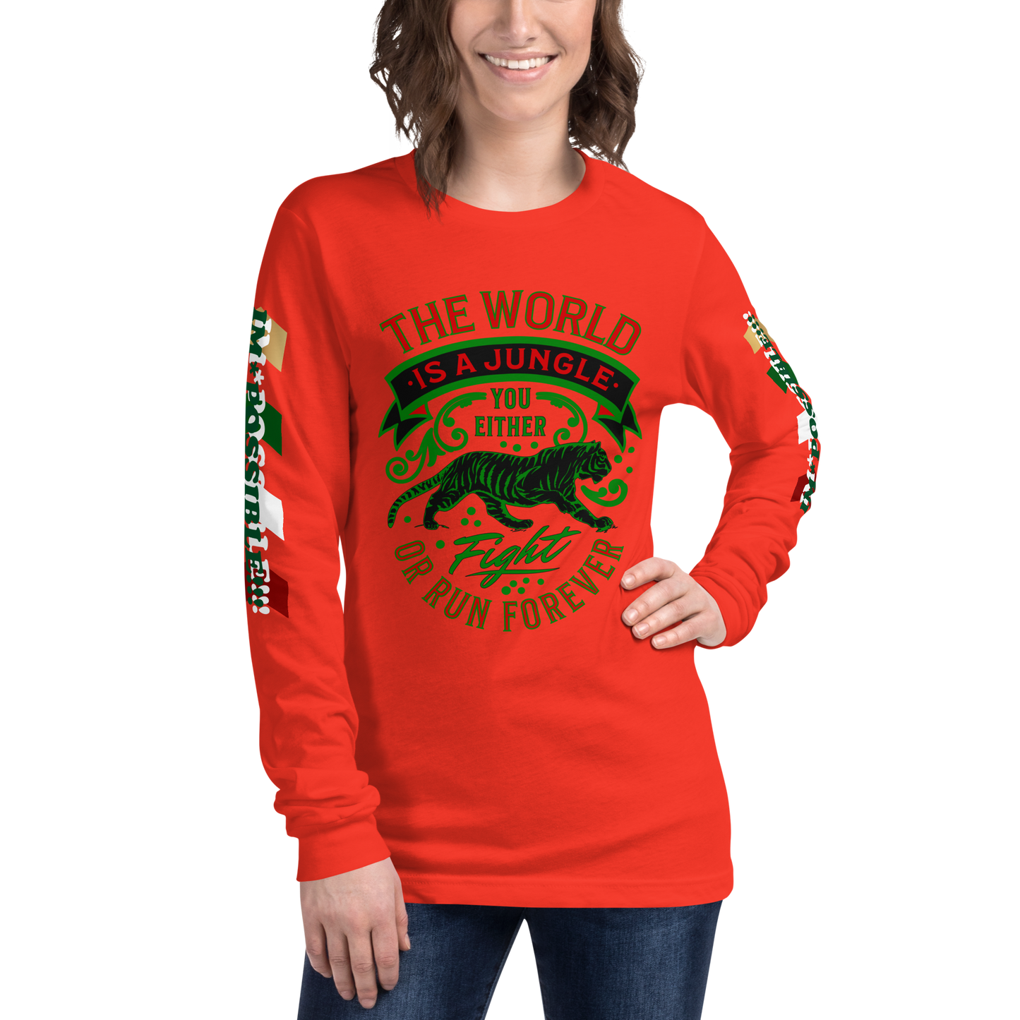 World Is A Jungle - BYRD OF THE 7SEAS GODS APPAREL - TIGER EDITION - ENBYRD - Goddess/Women Unisex Long Sleeve Tee