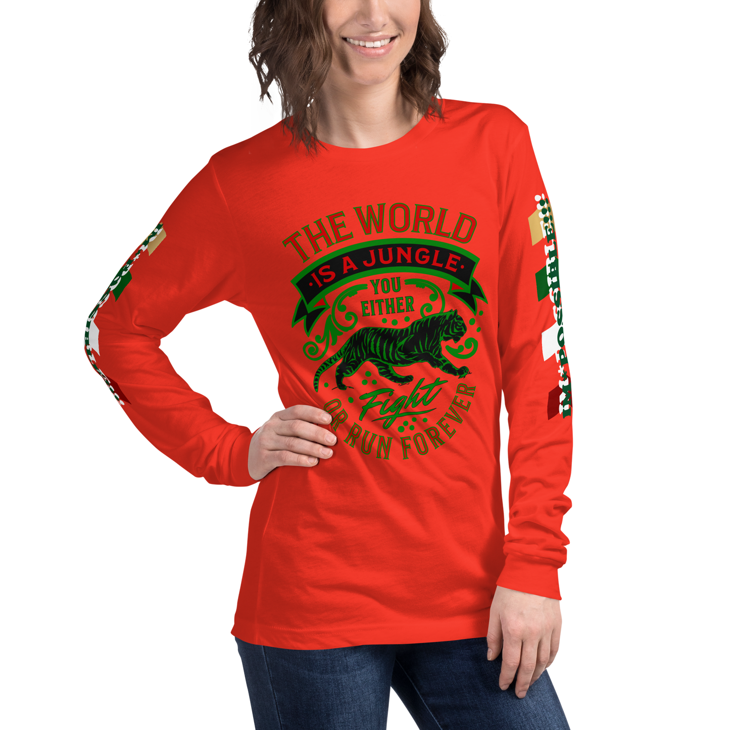 World Is A Jungle - BYRD OF THE 7SEAS GODS APPAREL - TIGER EDITION - ENBYRD - Goddess/Women Unisex Long Sleeve Tee