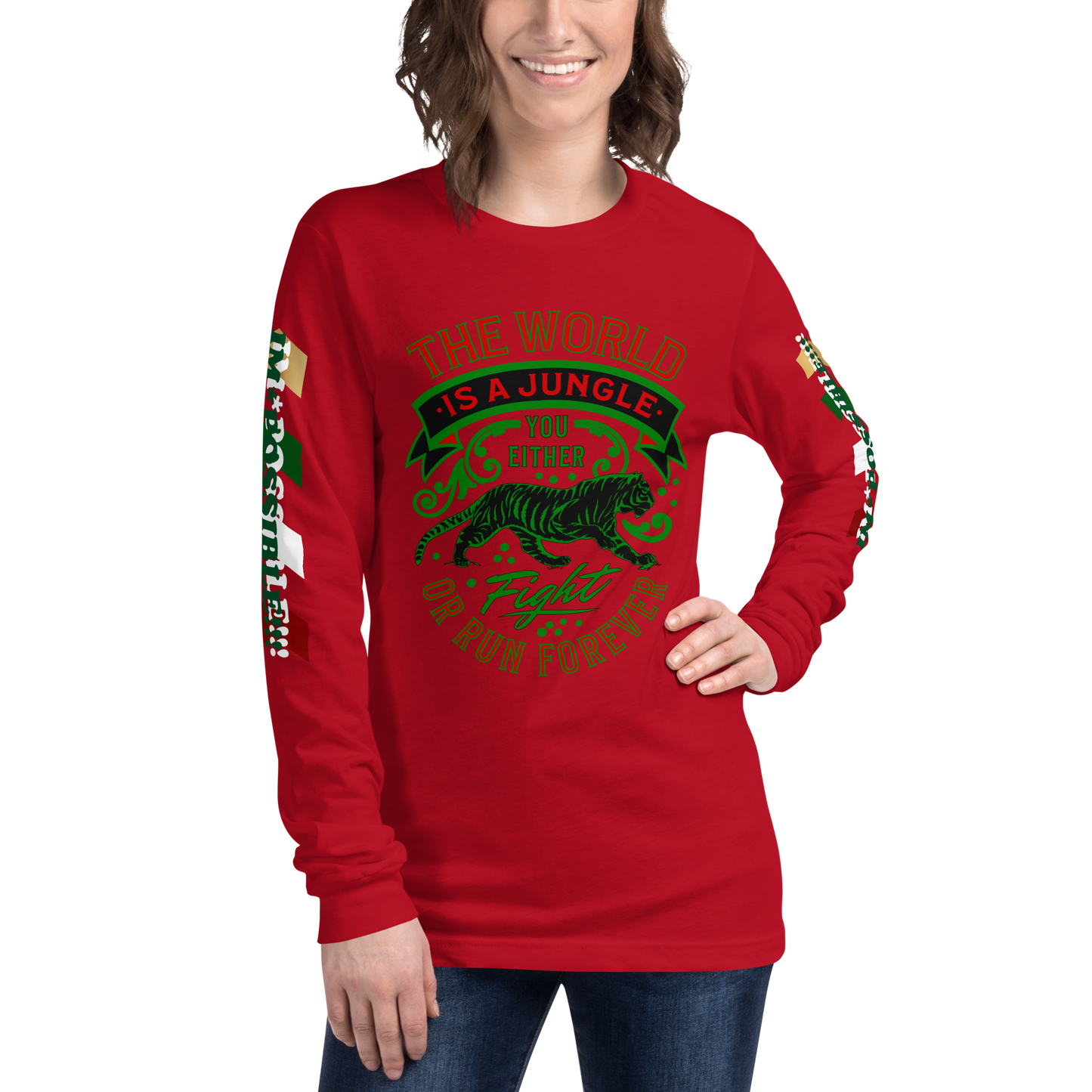 World Is A Jungle - BYRD OF THE 7SEAS GODS APPAREL - TIGER EDITION - ENBYRD - Goddess/Women Unisex Long Sleeve Tee