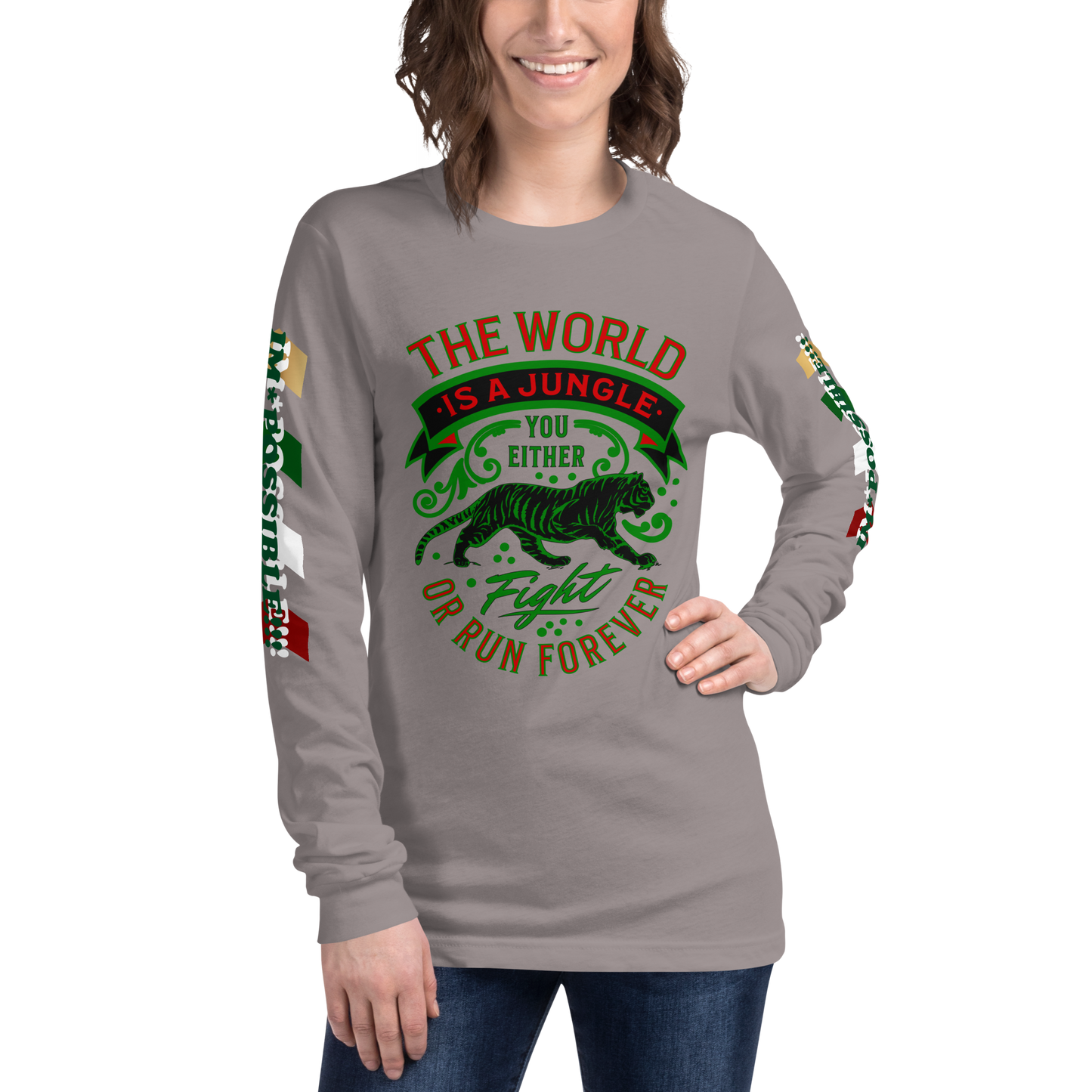 World Is A Jungle - BYRD OF THE 7SEAS GODS APPAREL - TIGER EDITION - ENBYRD - Goddess/Women Unisex Long Sleeve Tee