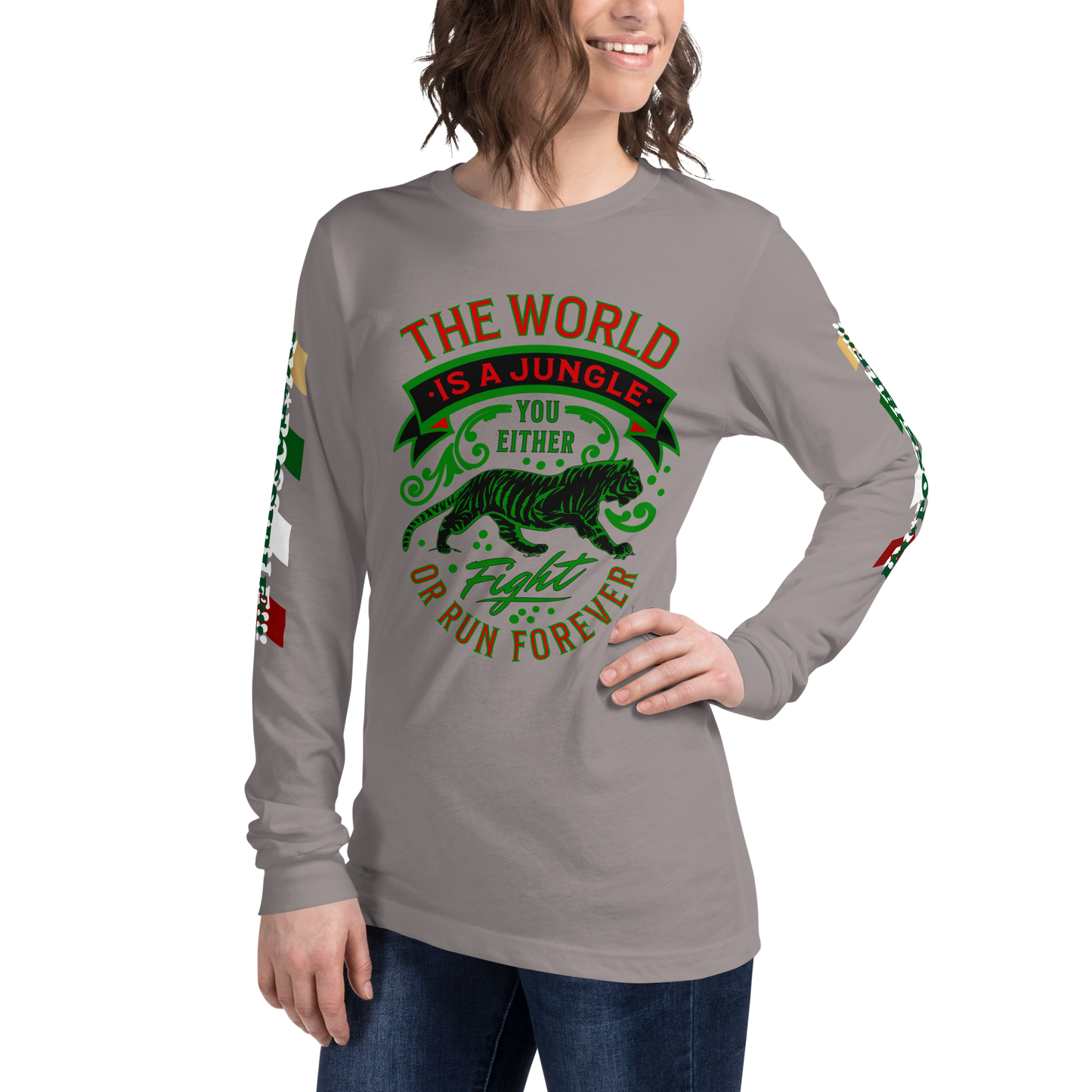 World Is A Jungle - BYRD OF THE 7SEAS GODS APPAREL - TIGER EDITION - ENBYRD - Goddess/Women Unisex Long Sleeve Tee