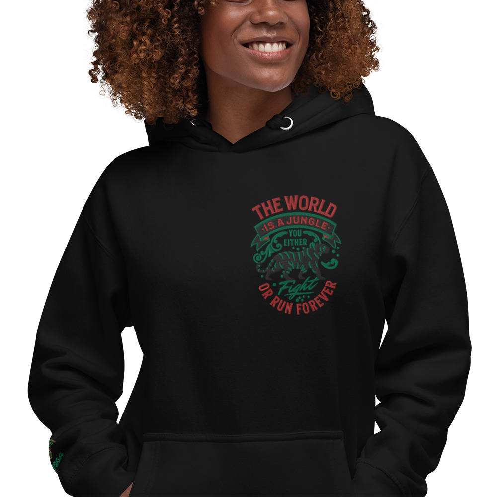 World Is A Jungle - BYRD OF THE 7SEAS GODS APPAREL - TIGER EDITION - ENBYRD - Embroidery - Goddess/Women Unisex Hoodie