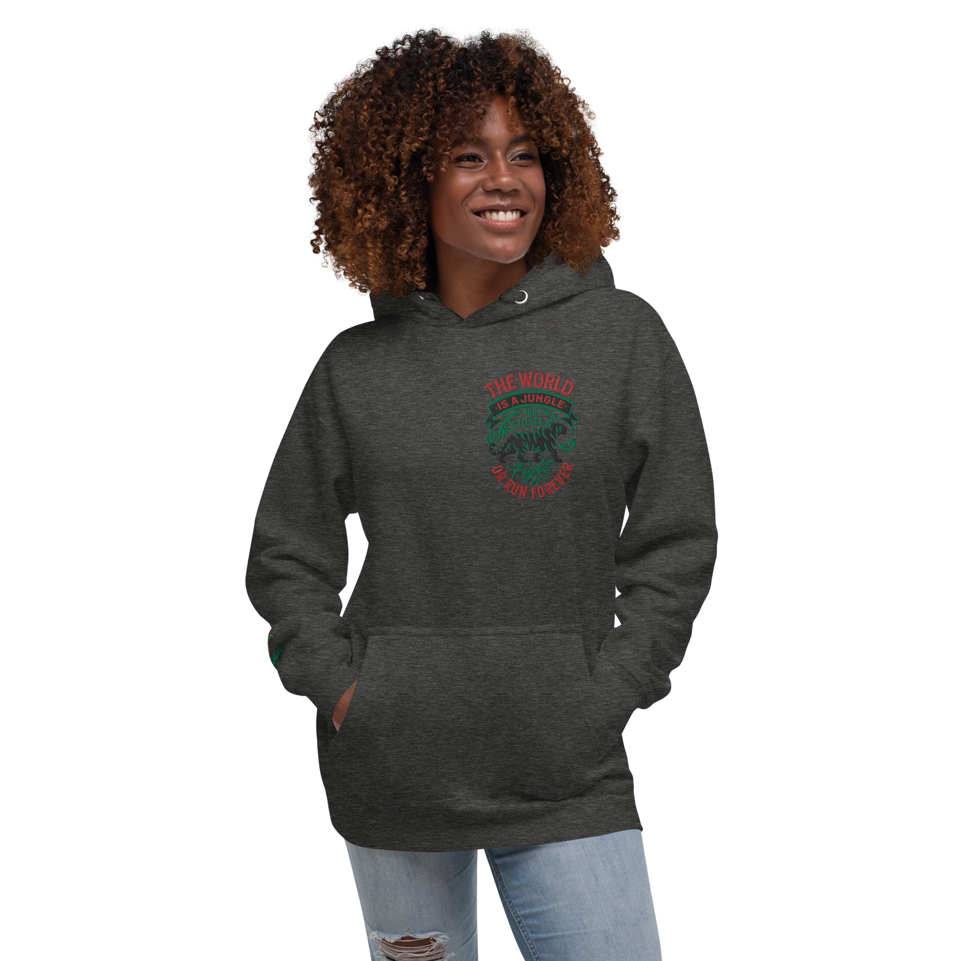 World Is A Jungle - BYRD OF THE 7SEAS GODS APPAREL - TIGER EDITION - ENBYRD - Embroidery - Goddess/Women Unisex Hoodie