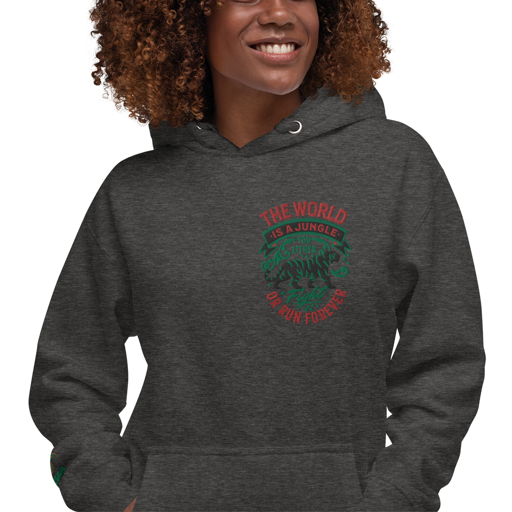 World Is A Jungle - BYRD OF THE 7SEAS GODS APPAREL - TIGER EDITION - ENBYRD - Embroidery - Goddess/Women Unisex Hoodie