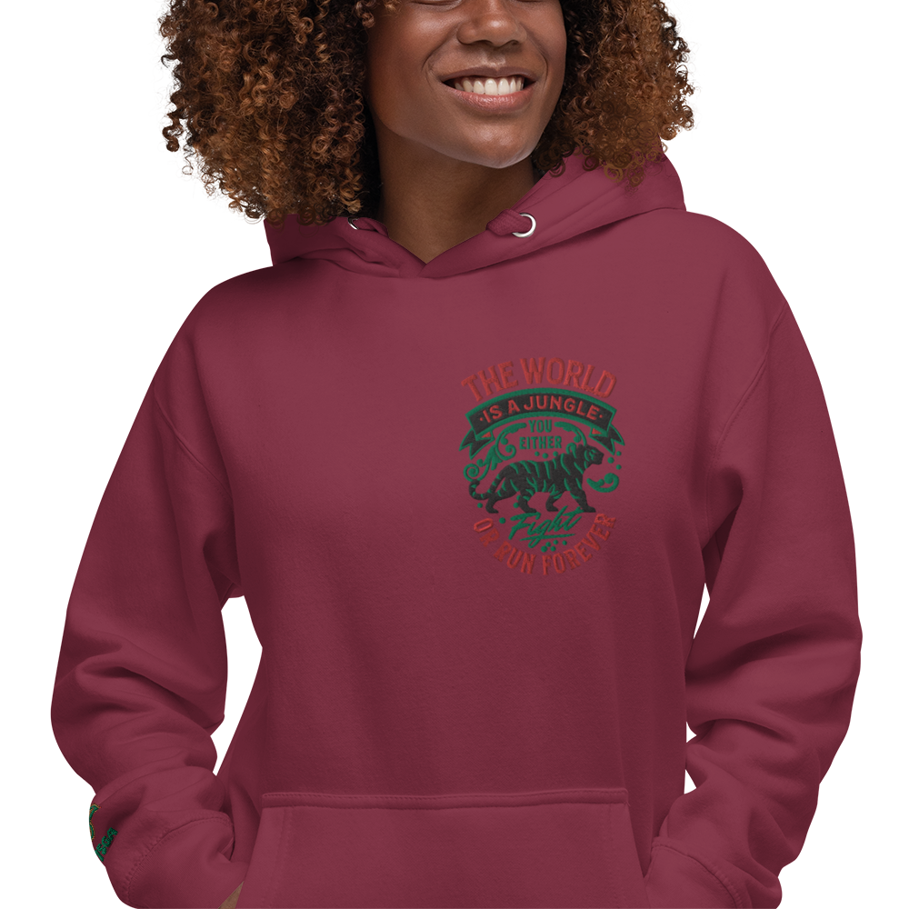 World Is A Jungle - BYRD OF THE 7SEAS GODS APPAREL - TIGER EDITION - ENBYRD - Embroidery - Goddess/Women Unisex Hoodie