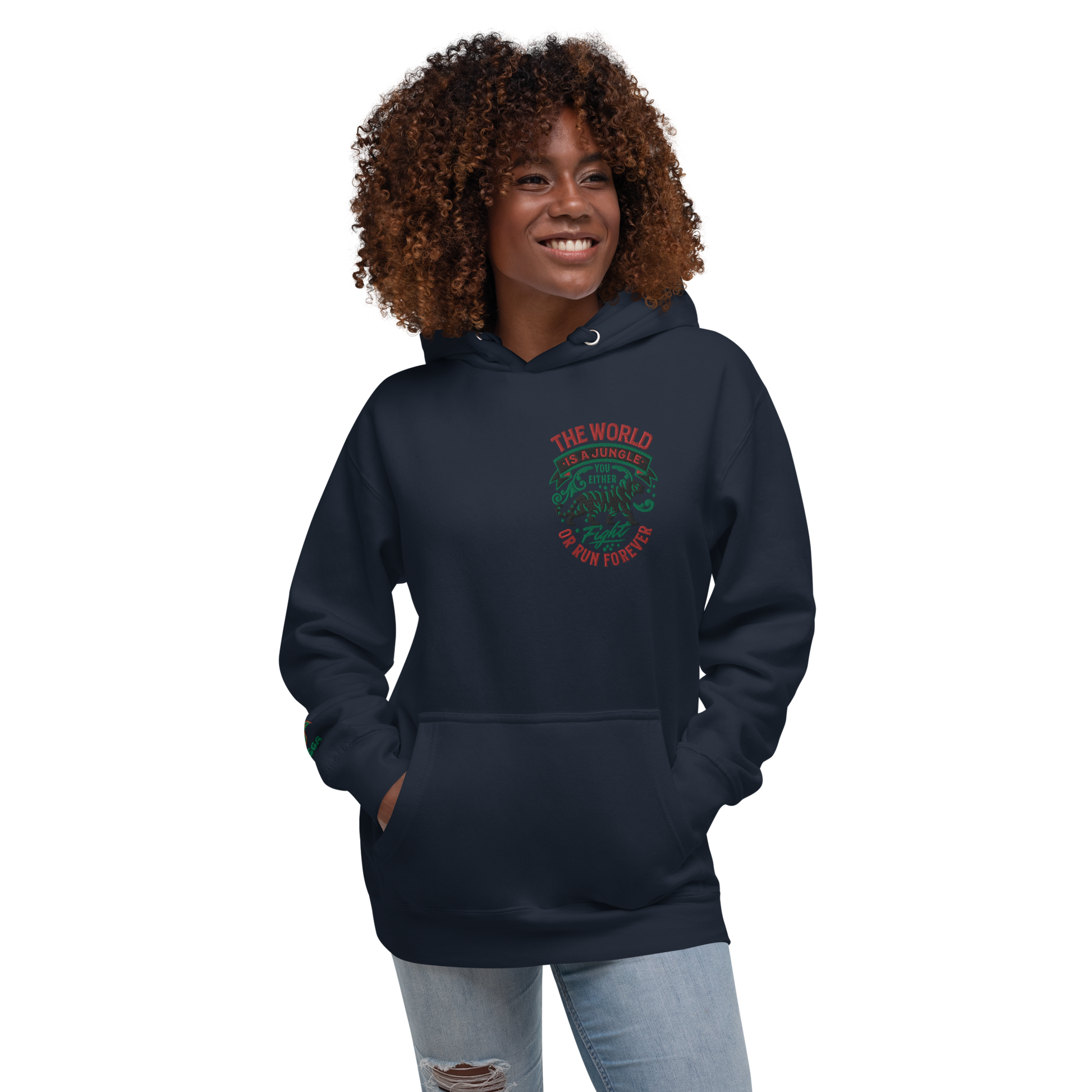 World Is A Jungle - BYRD OF THE 7SEAS GODS APPAREL - TIGER EDITION - ENBYRD - Embroidery - Goddess/Women Unisex Hoodie