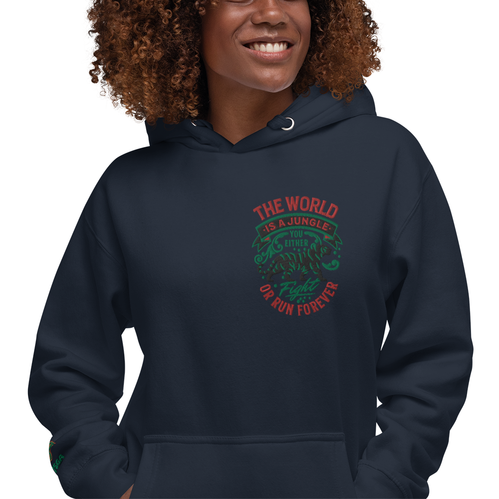 World Is A Jungle - BYRD OF THE 7SEAS GODS APPAREL - TIGER EDITION - ENBYRD - Embroidery - Goddess/Women Unisex Hoodie