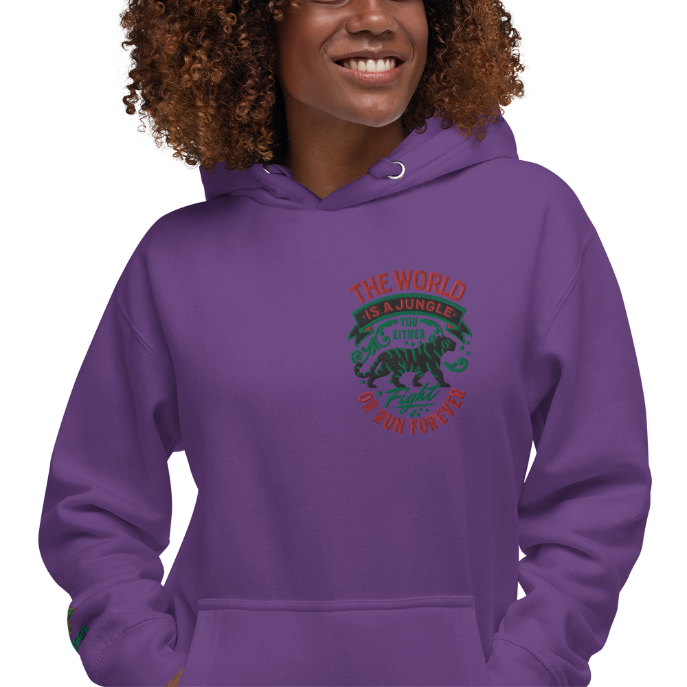 World Is A Jungle - BYRD OF THE 7SEAS GODS APPAREL - TIGER EDITION - ENBYRD - Embroidery - Goddess/Women Unisex Hoodie