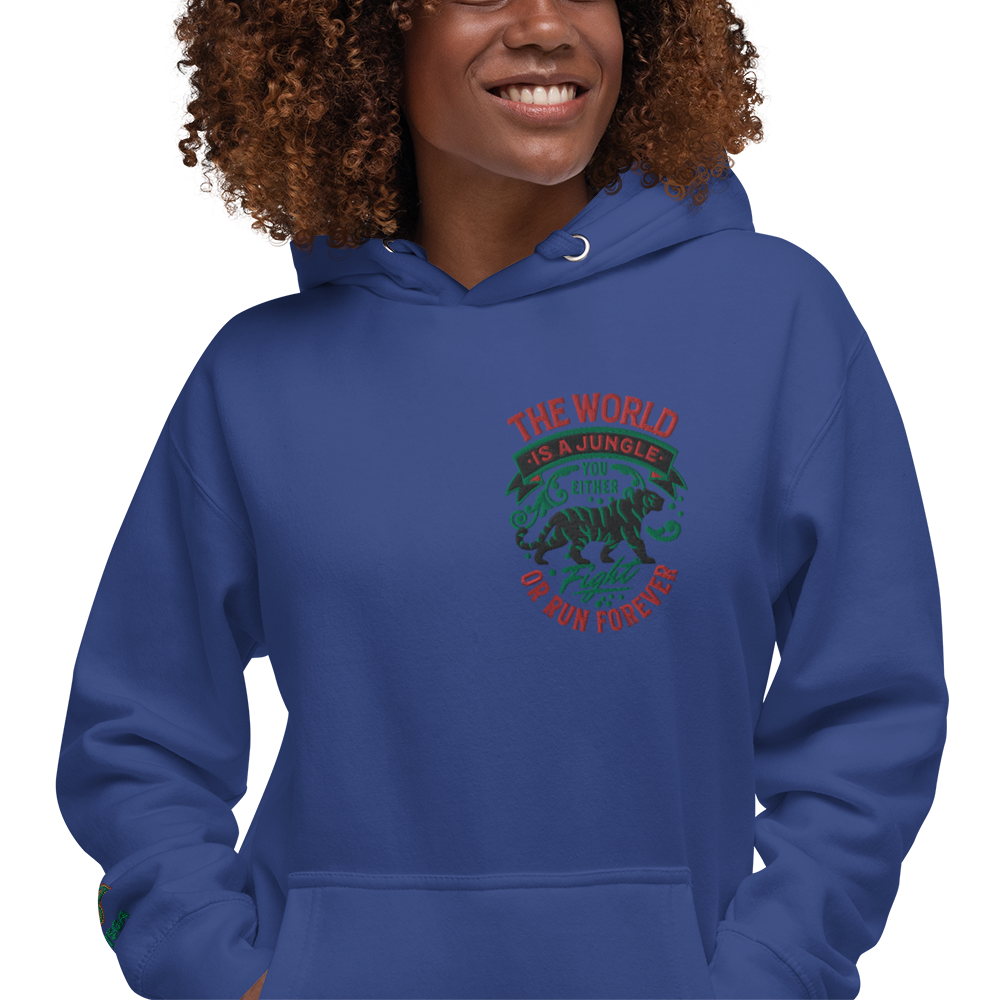 World Is A Jungle - BYRD OF THE 7SEAS GODS APPAREL - TIGER EDITION - ENBYRD - Embroidery - Goddess/Women Unisex Hoodie