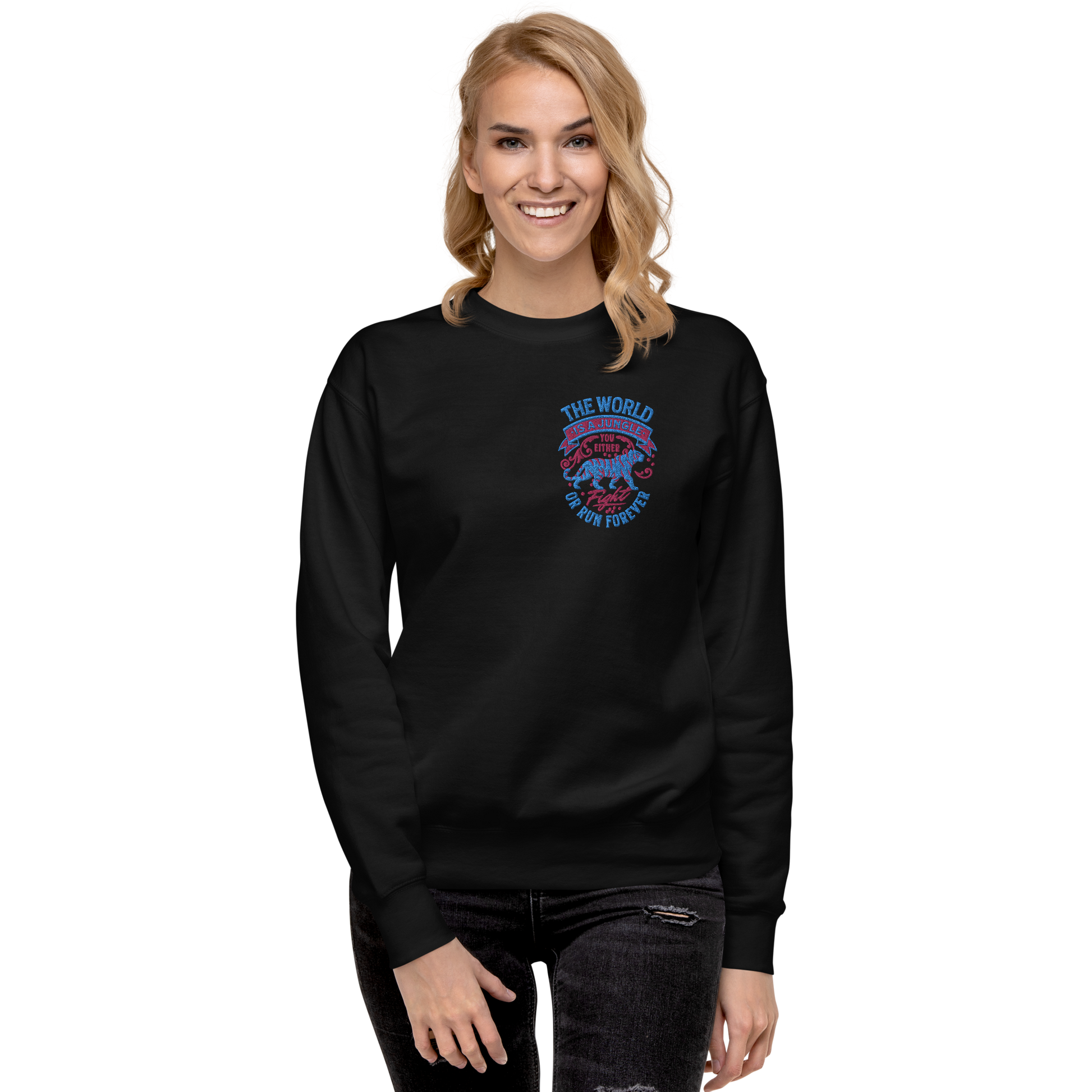 World Is A Jungle - BYRD OF THE 7SEAS GODS APPAREL - TIGER EDITION - YEMAYA - Goddess/Women Embroidery Unisex Premium Sweatshirt