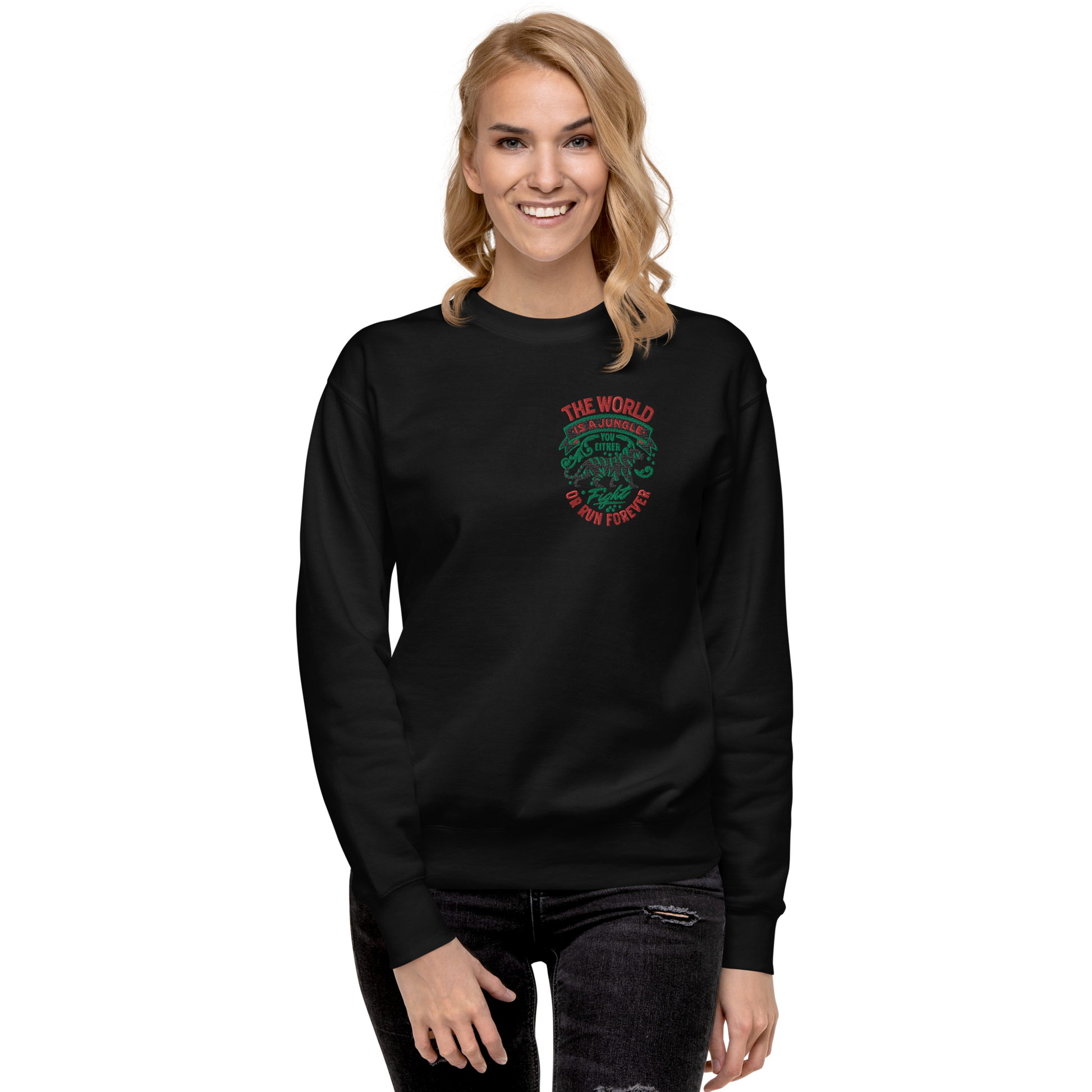 World Is A Jungle - BYRD OF THE 7SEAS GODS APPAREL - ENBYRD EDITION - Goddess/Women Embroidery Unisex Premium Sweatshirt