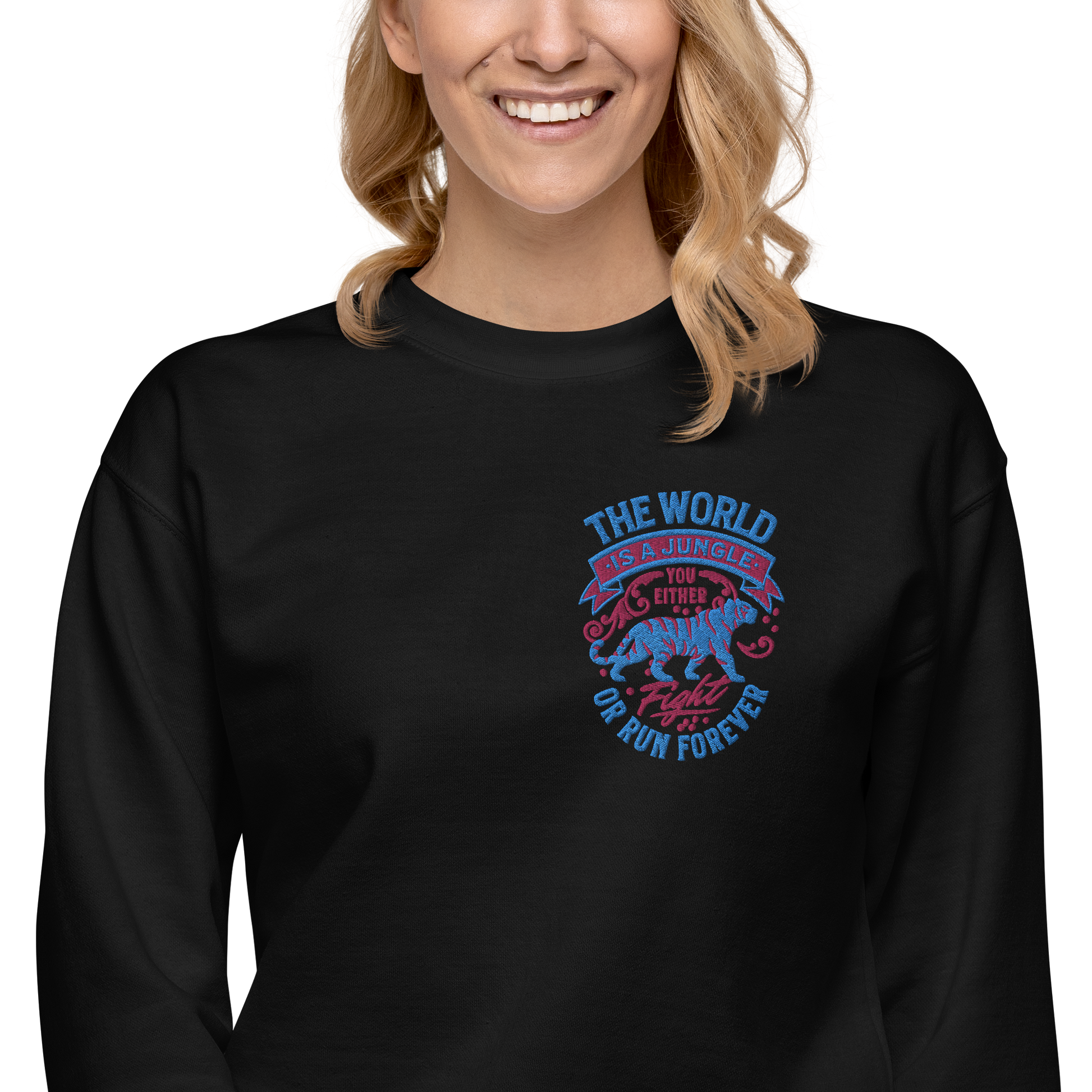 World Is A Jungle - BYRD OF THE 7SEAS GODS APPAREL - TIGER EDITION - YEMAYA - Goddess/Women Embroidery Unisex Premium Sweatshirt