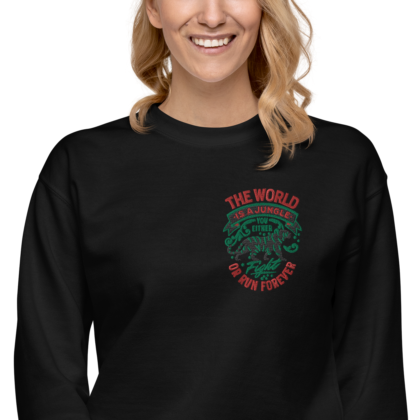 World Is A Jungle - BYRD OF THE 7SEAS GODS APPAREL - ENBYRD EDITION - Goddess/Women Embroidery Unisex Premium Sweatshirt