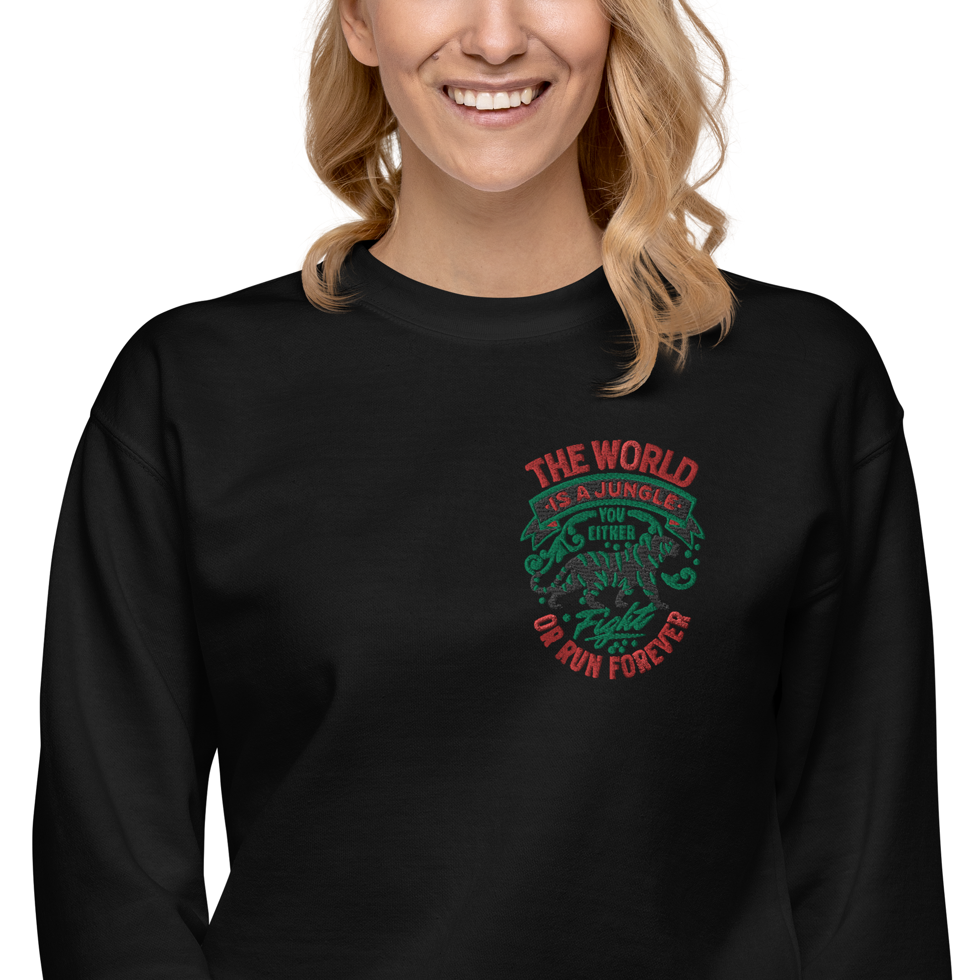 World Is A Jungle - BYRD OF THE 7SEAS GODS APPAREL - ENBYRD EDITION - Goddess/Women Embroidery Unisex Premium Sweatshirt