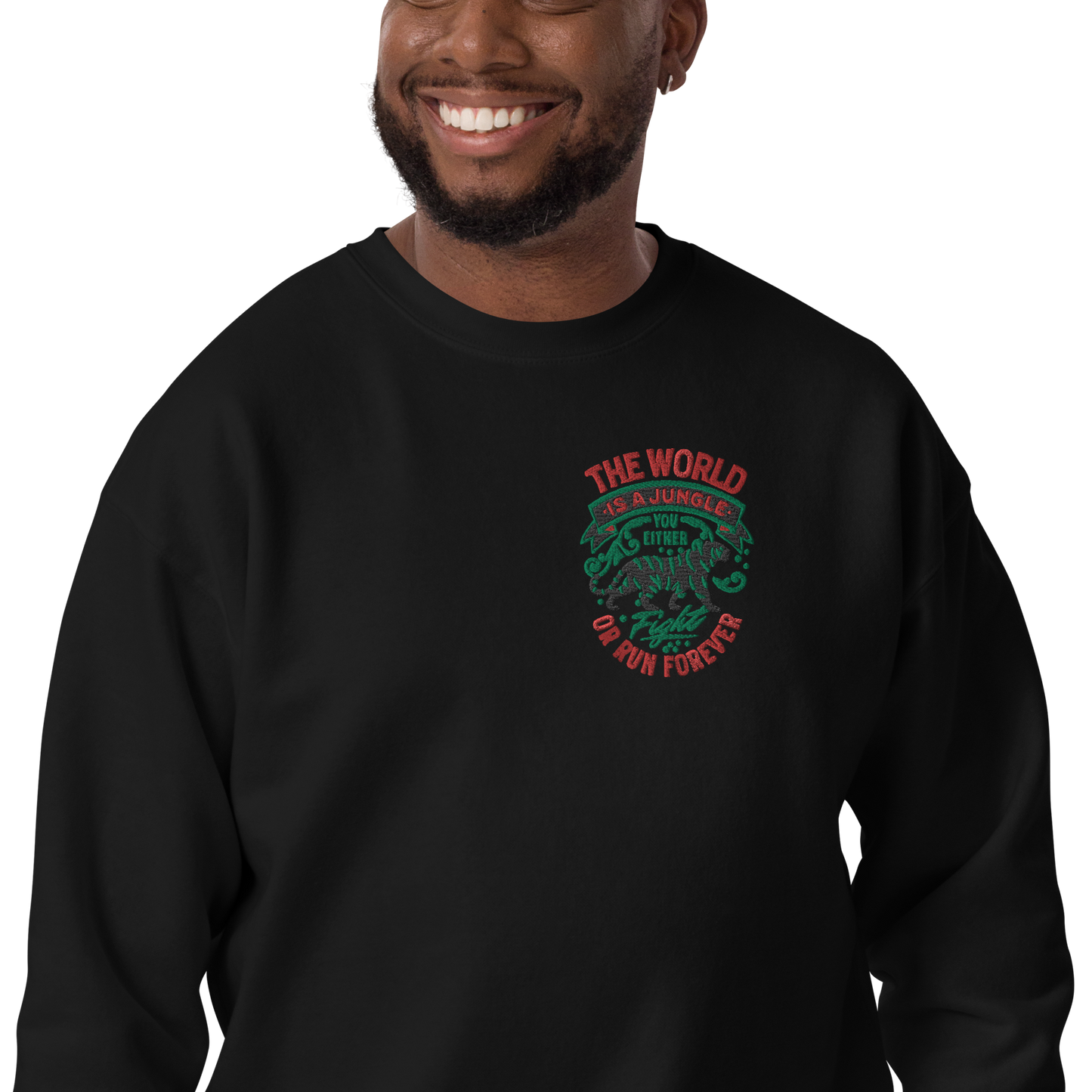 World Is A Jungle - BYRD OF THE 7SEAS GODS APPAREL - TIGER EDITION - ENBYRD - God/Men Embroidery Unisex Premium Sweatshirt