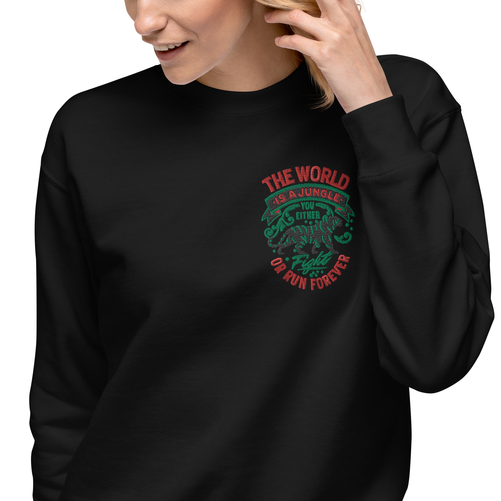 World Is A Jungle - BYRD OF THE 7SEAS GODS APPAREL - ENBYRD EDITION - Goddess/Women Embroidery Unisex Premium Sweatshirt