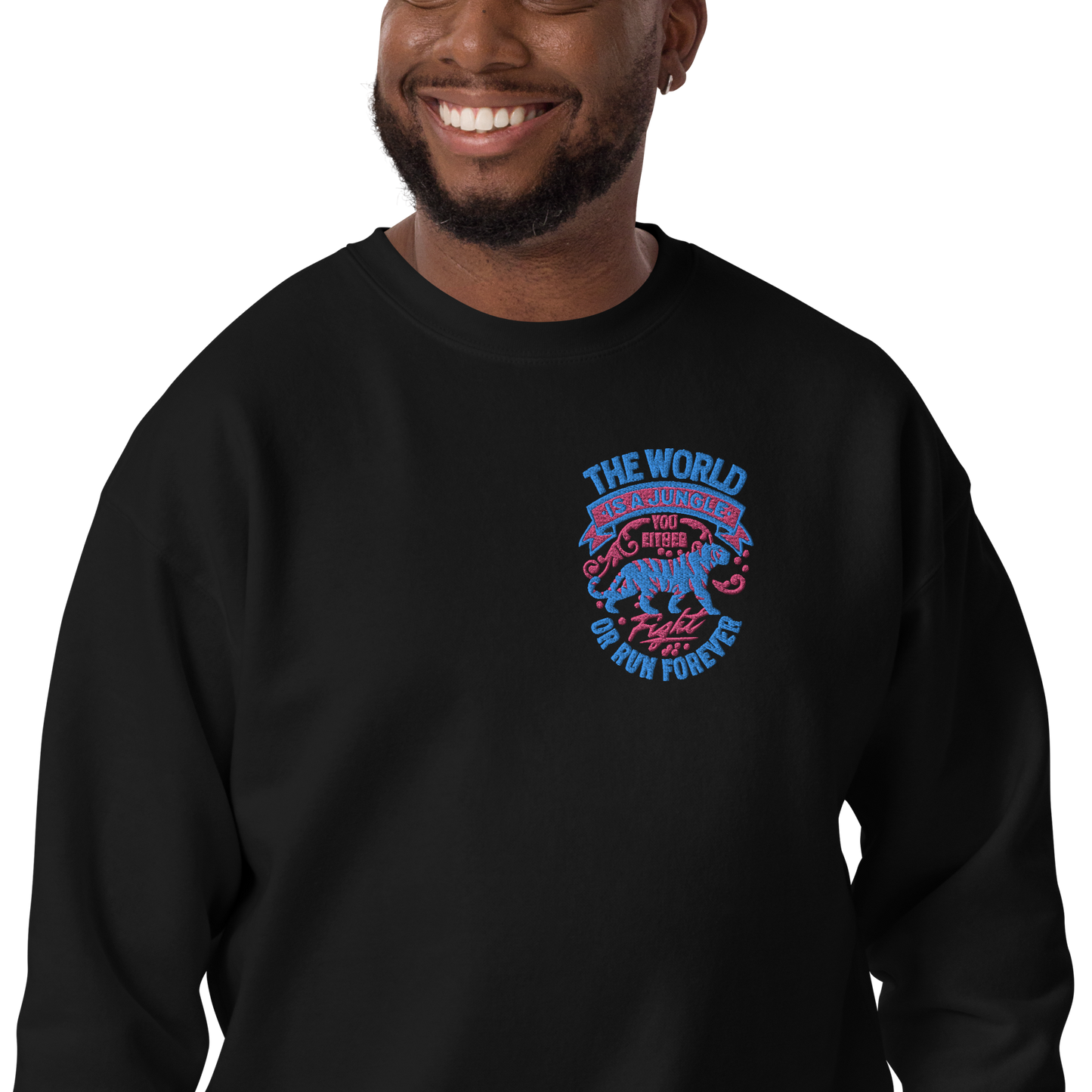 World Is A Jungle - BYRD OF THE 7SEAS GODS APPAREL - TIGER EDITION - YEMAYA - Gods/Mens Embroidery Unisex Premium Sweatshirt