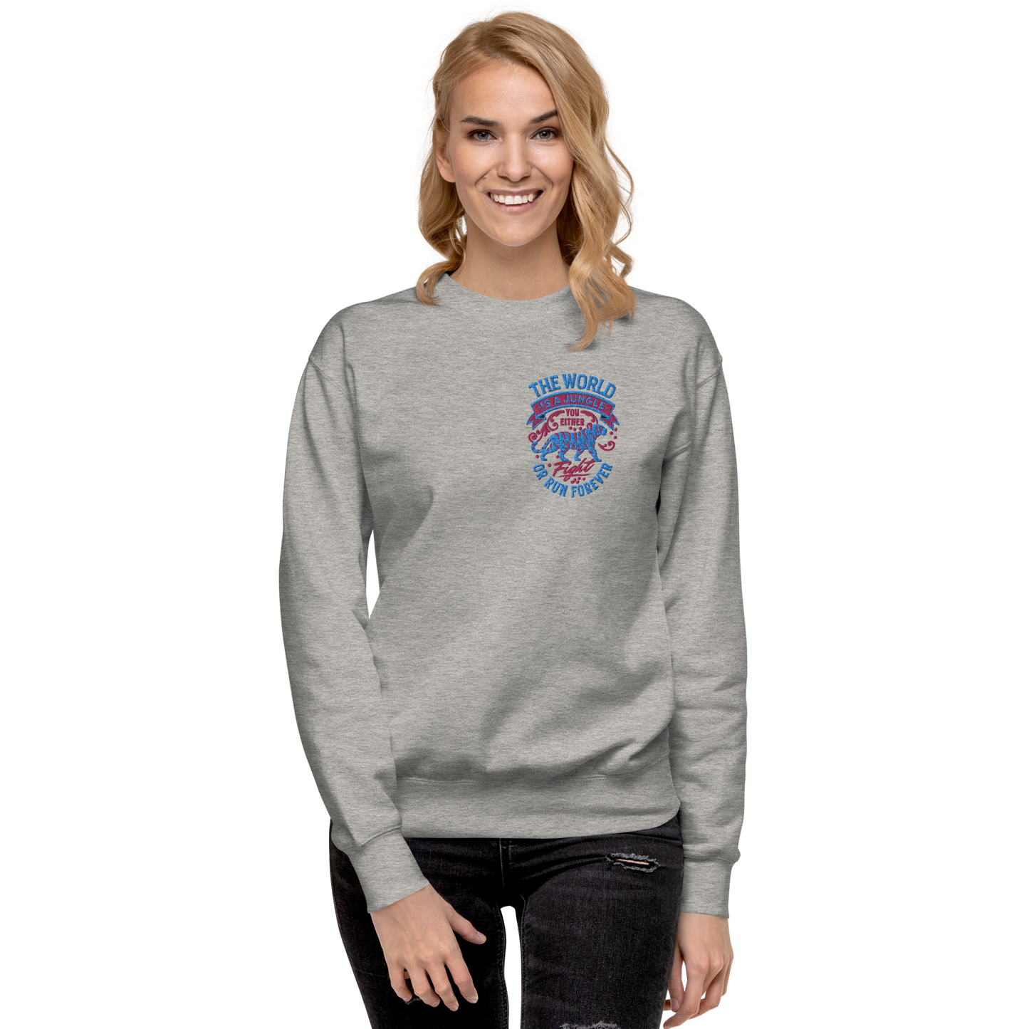 World Is A Jungle - BYRD OF THE 7SEAS GODS APPAREL - TIGER EDITION - YEMAYA - Goddess/Women Embroidery Unisex Premium Sweatshirt