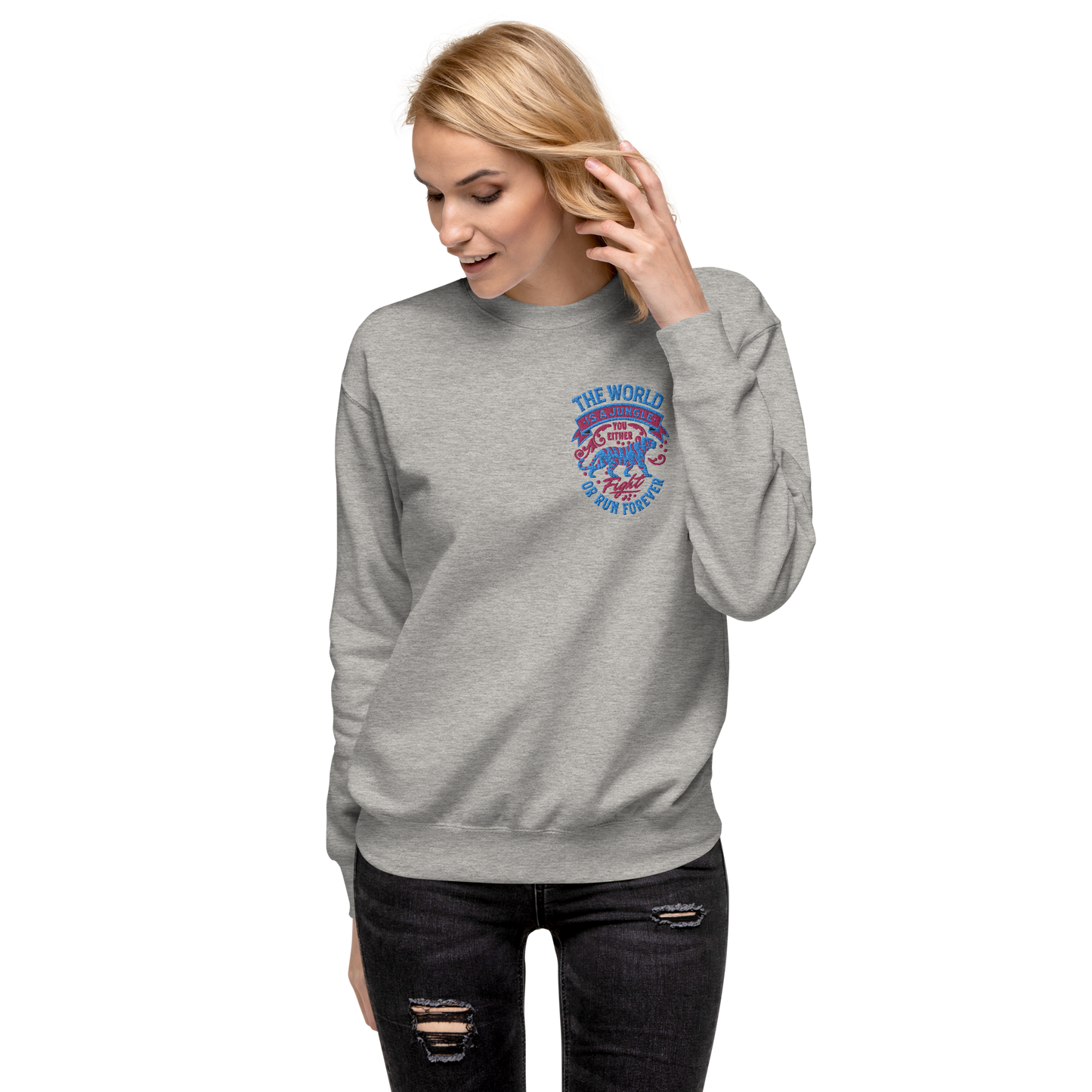 World Is A Jungle - BYRD OF THE 7SEAS GODS APPAREL - TIGER EDITION - YEMAYA - Goddess/Women Embroidery Unisex Premium Sweatshirt