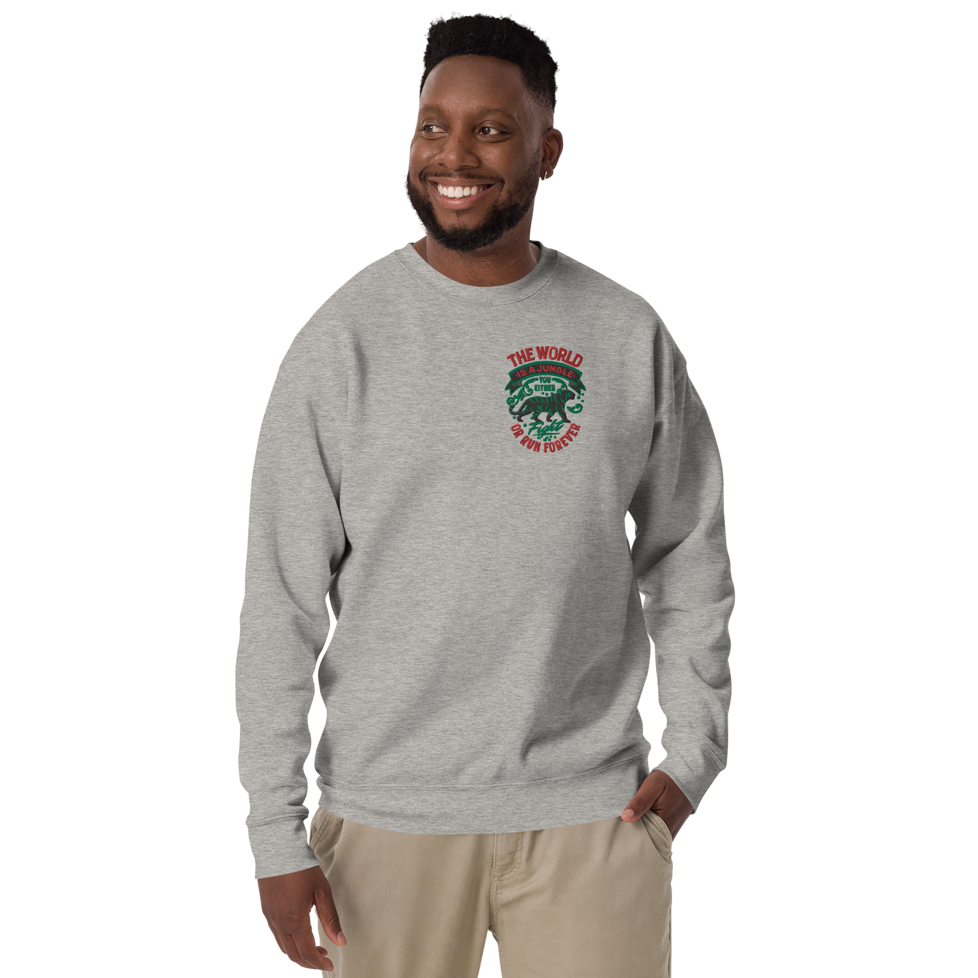 World Is A Jungle - BYRD OF THE 7SEAS GODS APPAREL - TIGER EDITION - ENBYRD - God/Men Embroidery Unisex Premium Sweatshirt