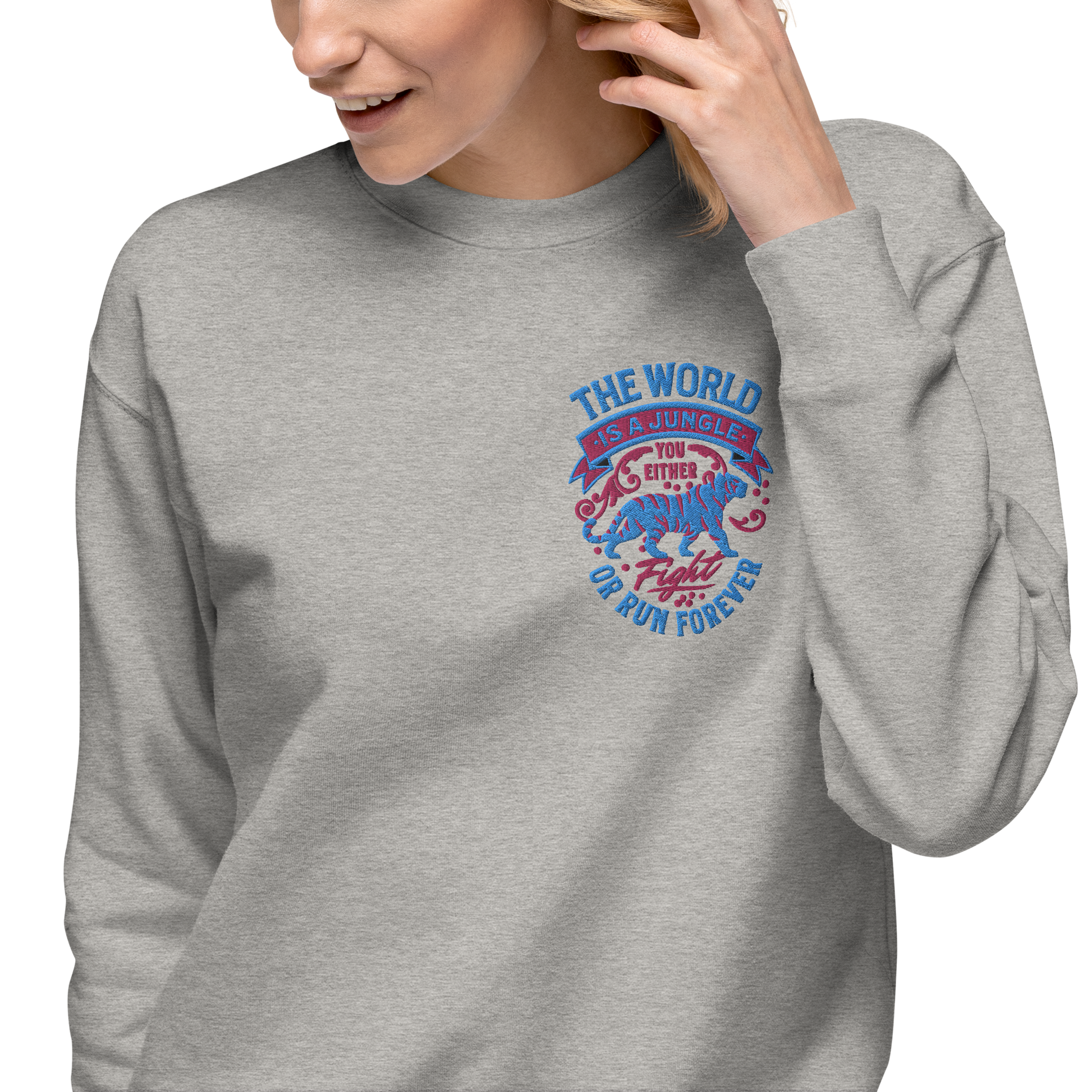 World Is A Jungle - BYRD OF THE 7SEAS GODS APPAREL - TIGER EDITION - YEMAYA - Goddess/Women Embroidery Unisex Premium Sweatshirt