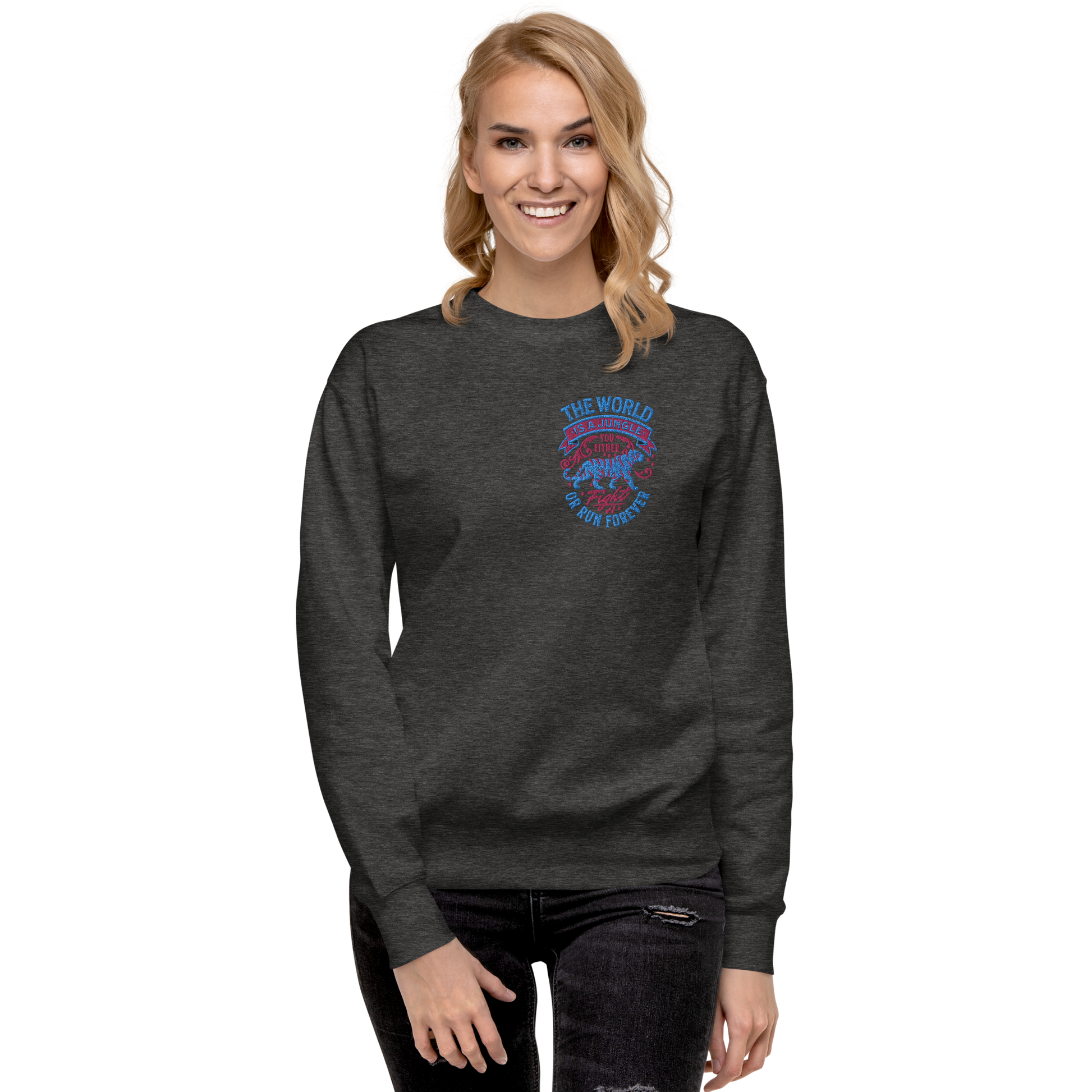 World Is A Jungle - BYRD OF THE 7SEAS GODS APPAREL - TIGER EDITION - YEMAYA - Goddess/Women Embroidery Unisex Premium Sweatshirt