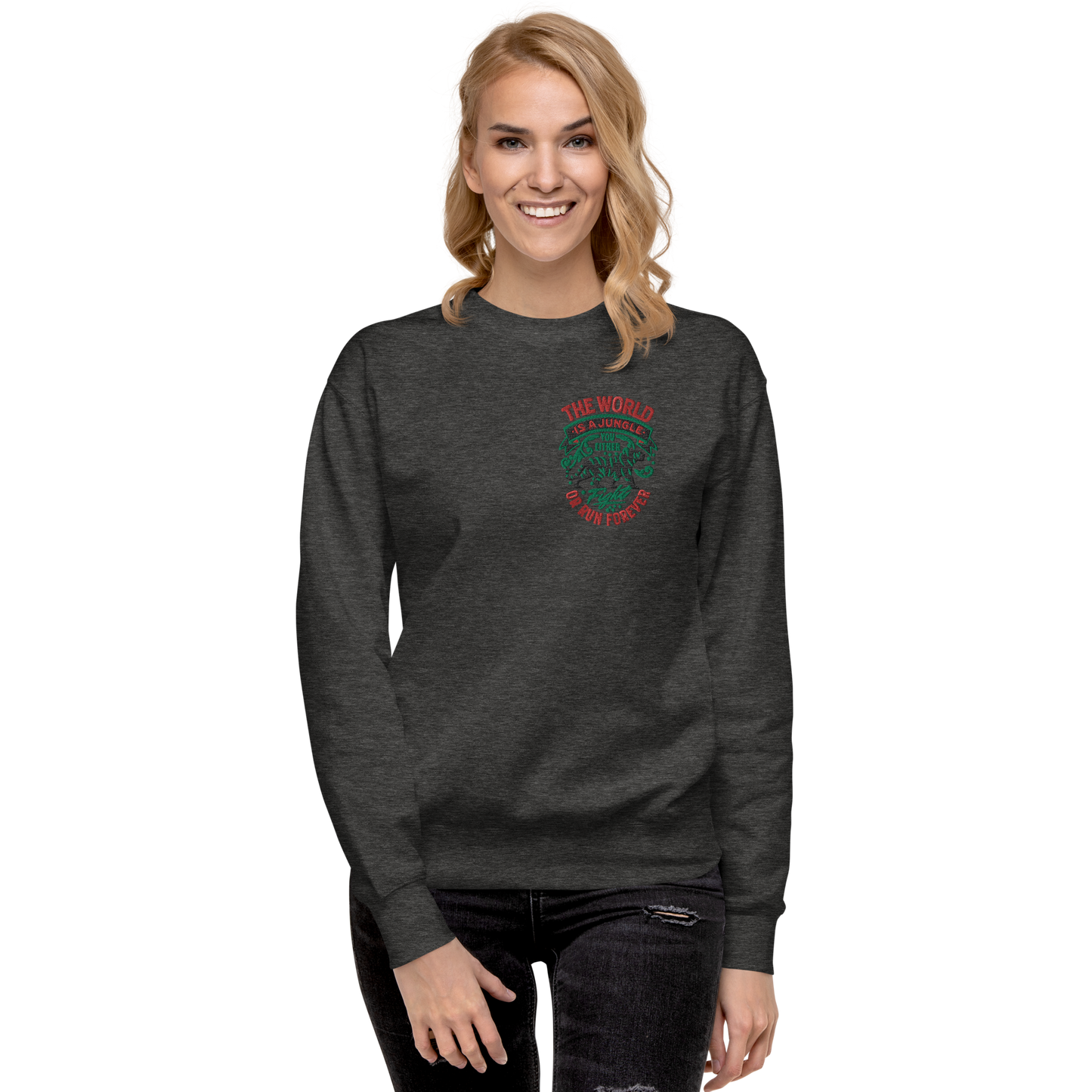 World Is A Jungle - BYRD OF THE 7SEAS GODS APPAREL - ENBYRD EDITION - Goddess/Women Embroidery Unisex Premium Sweatshirt