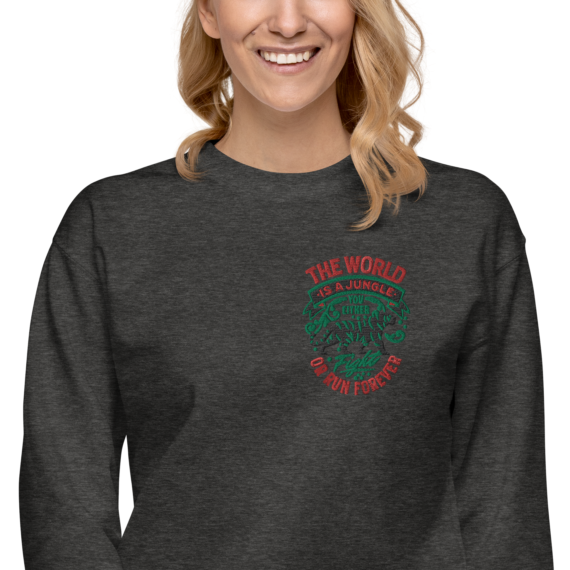 World Is A Jungle - BYRD OF THE 7SEAS GODS APPAREL - ENBYRD EDITION - Goddess/Women Embroidery Unisex Premium Sweatshirt