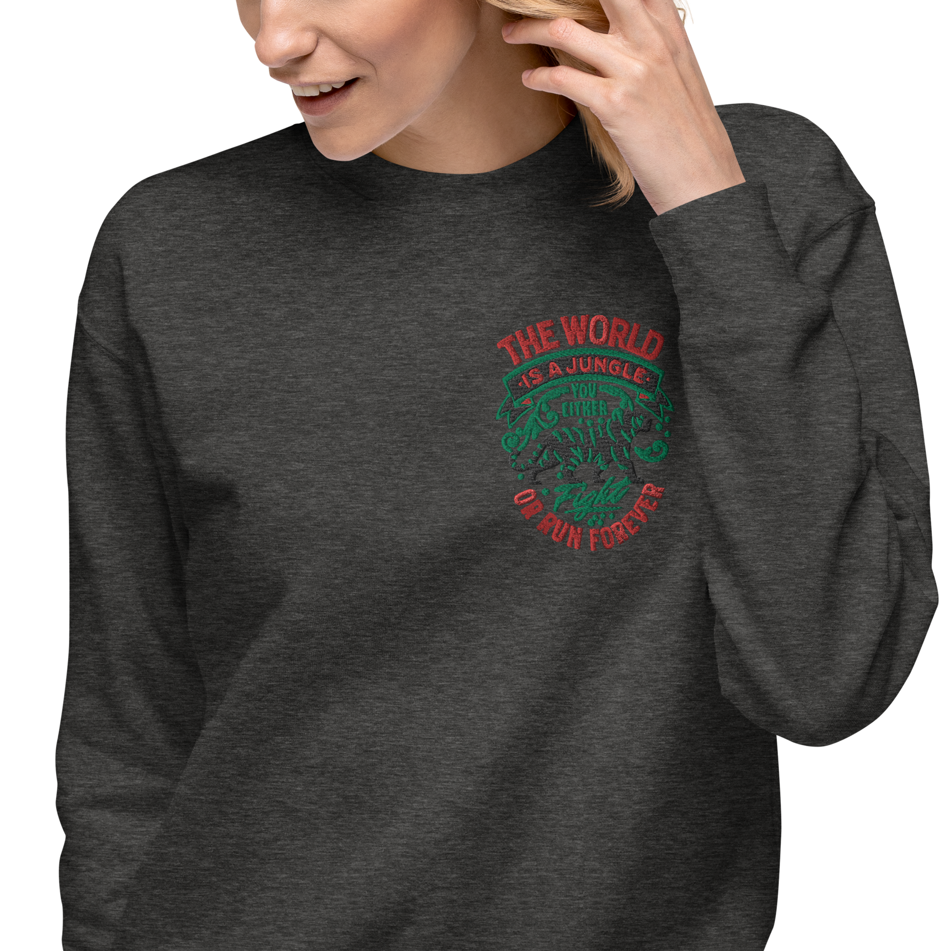 World Is A Jungle - BYRD OF THE 7SEAS GODS APPAREL - ENBYRD EDITION - Goddess/Women Embroidery Unisex Premium Sweatshirt