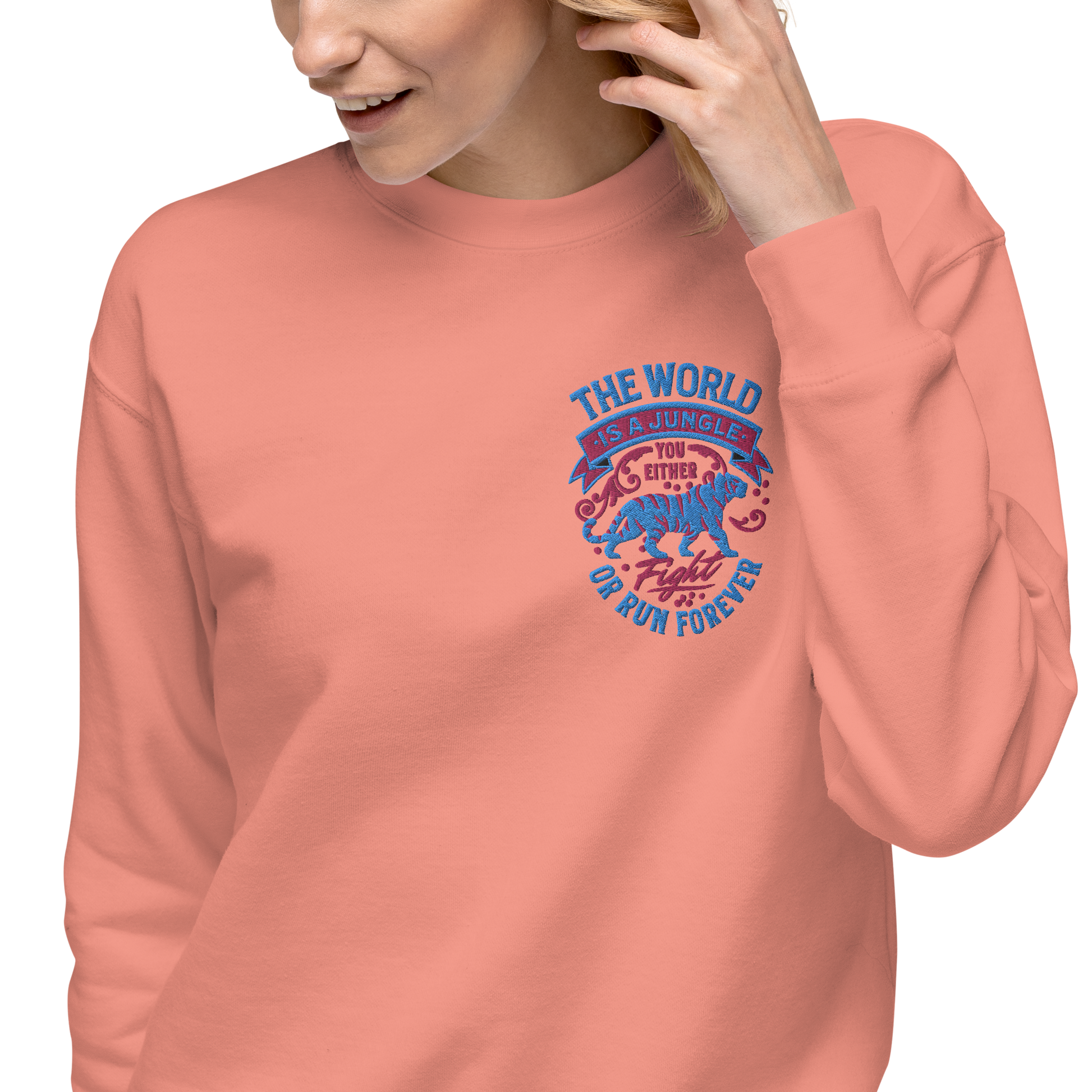 World Is A Jungle - BYRD OF THE 7SEAS GODS APPAREL - TIGER EDITION - YEMAYA - Goddess/Women Embroidery Unisex Premium Sweatshirt