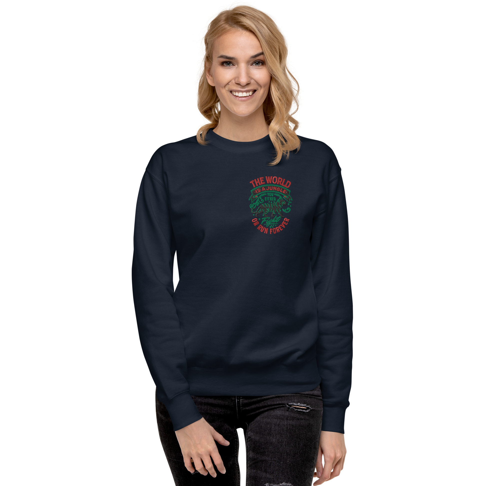 World Is A Jungle - BYRD OF THE 7SEAS GODS APPAREL - ENBYRD EDITION - Goddess/Women Embroidery Unisex Premium Sweatshirt