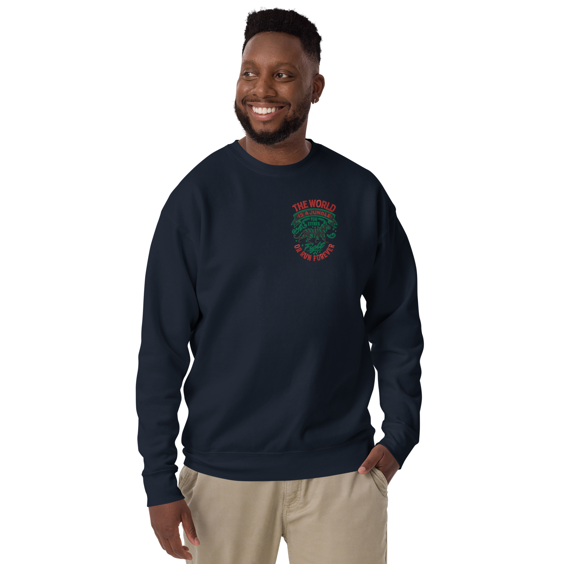 World Is A Jungle - BYRD OF THE 7SEAS GODS APPAREL - TIGER EDITION - ENBYRD - God/Men Embroidery Unisex Premium Sweatshirt