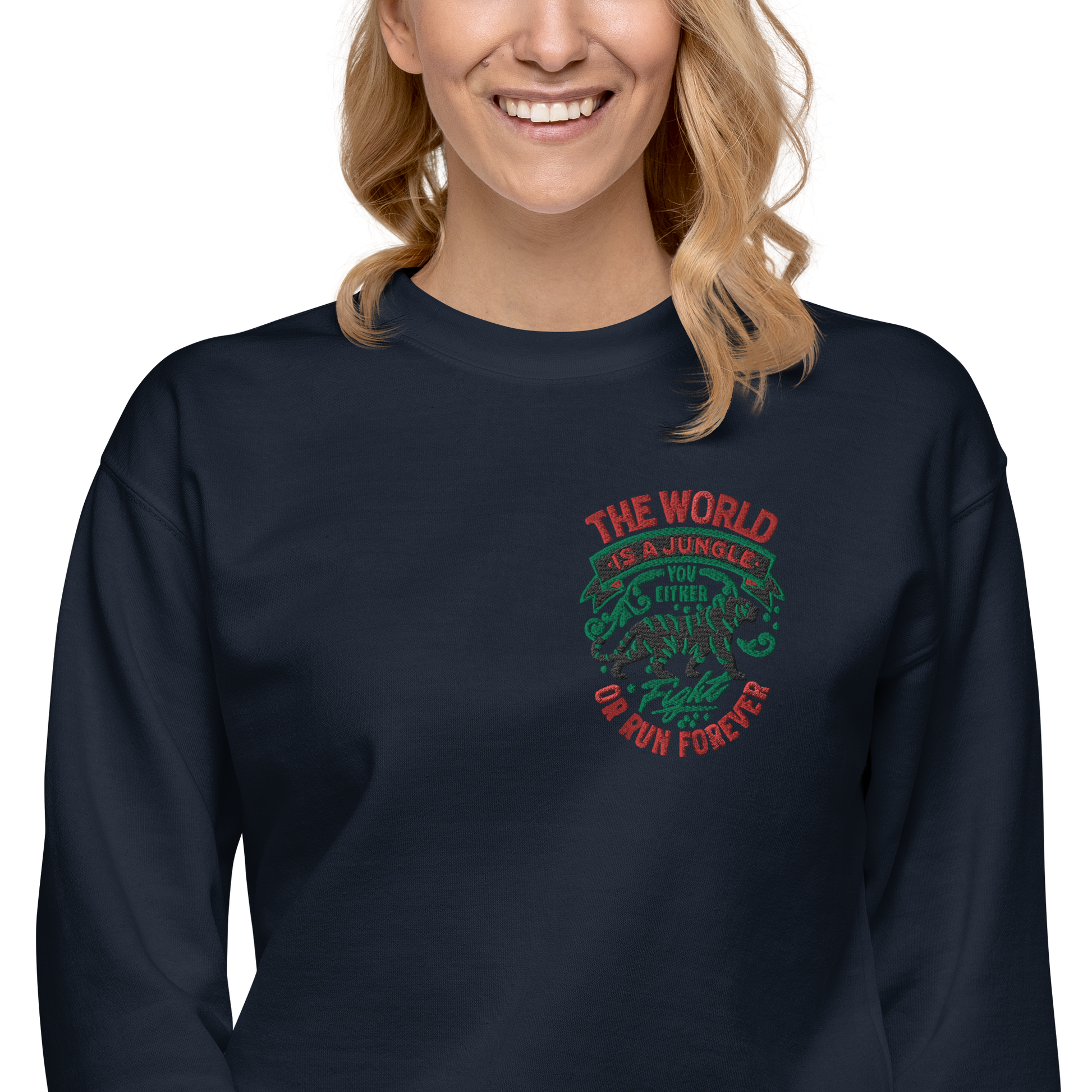 World Is A Jungle - BYRD OF THE 7SEAS GODS APPAREL - ENBYRD EDITION - Goddess/Women Embroidery Unisex Premium Sweatshirt