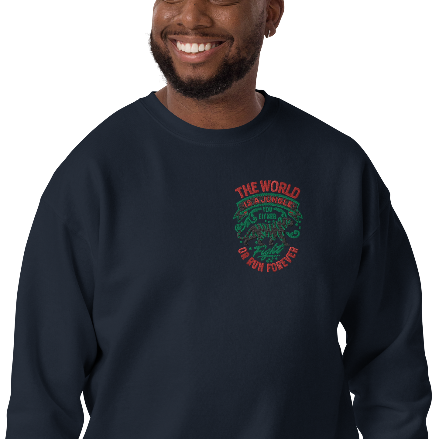 World Is A Jungle - BYRD OF THE 7SEAS GODS APPAREL - TIGER EDITION - ENBYRD - God/Men Embroidery Unisex Premium Sweatshirt