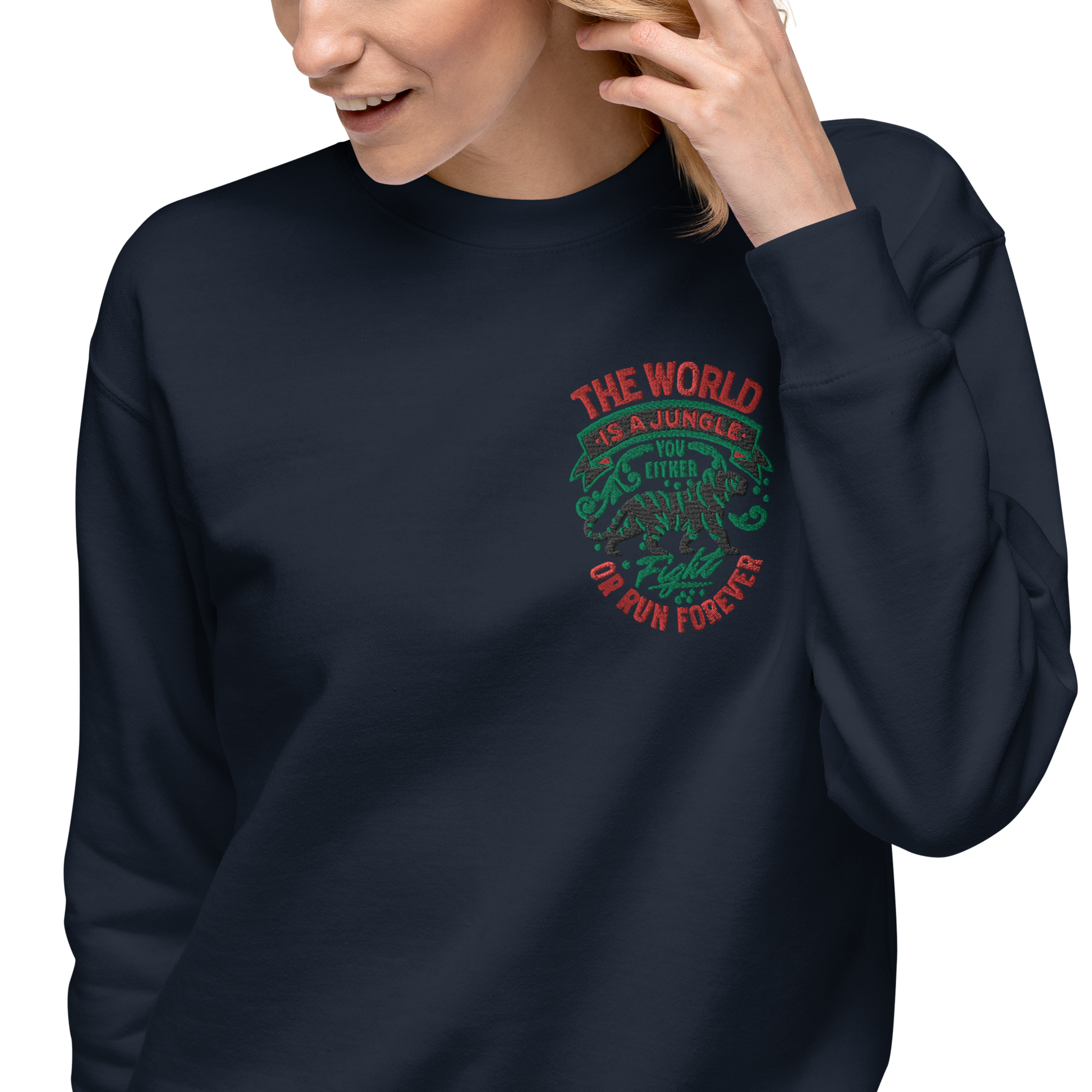 World Is A Jungle - BYRD OF THE 7SEAS GODS APPAREL - ENBYRD EDITION - Goddess/Women Embroidery Unisex Premium Sweatshirt