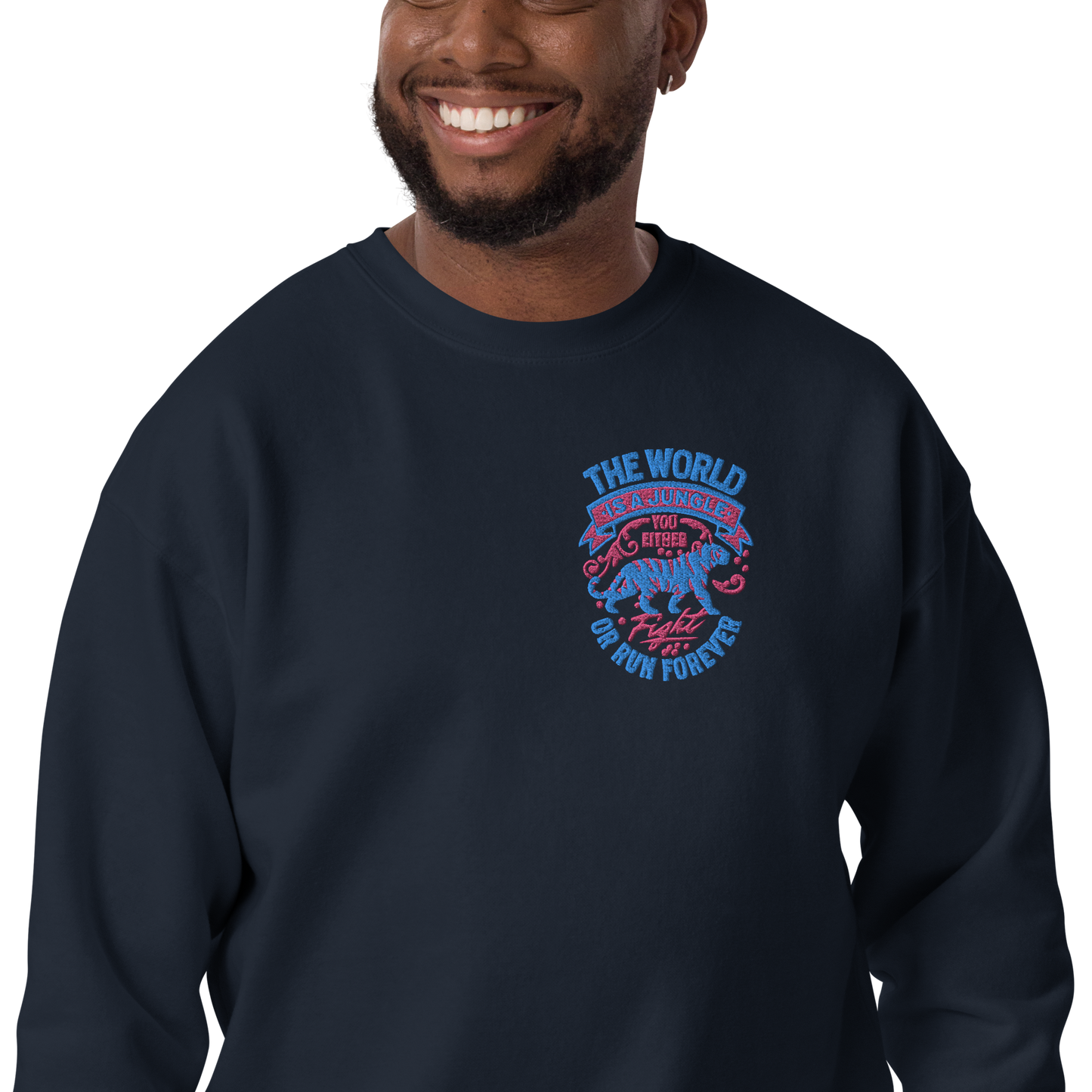 World Is A Jungle - BYRD OF THE 7SEAS GODS APPAREL - TIGER EDITION - YEMAYA - Gods/Mens Embroidery Unisex Premium Sweatshirt