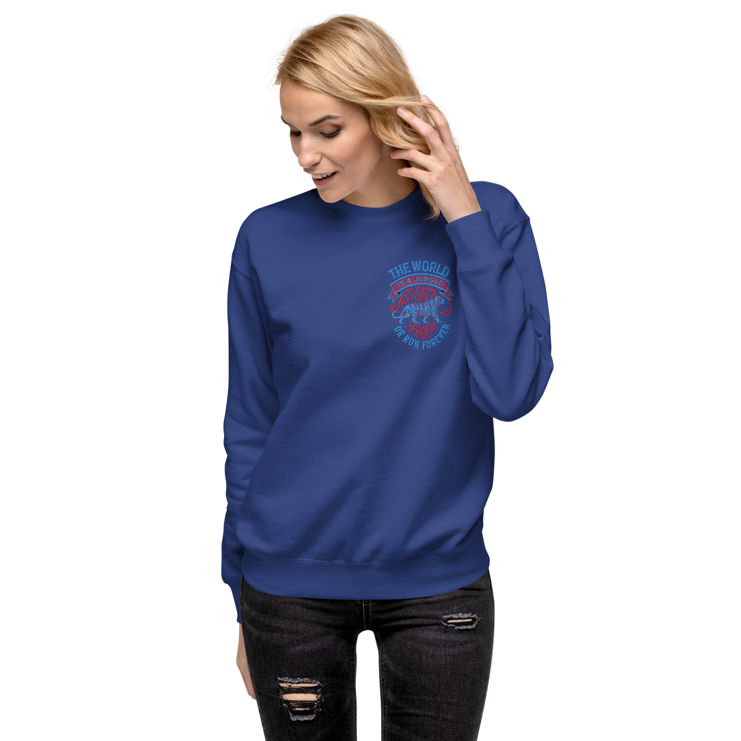 World Is A Jungle - BYRD OF THE 7SEAS GODS APPAREL - TIGER EDITION - YEMAYA - Goddess/Women Embroidery Unisex Premium Sweatshirt